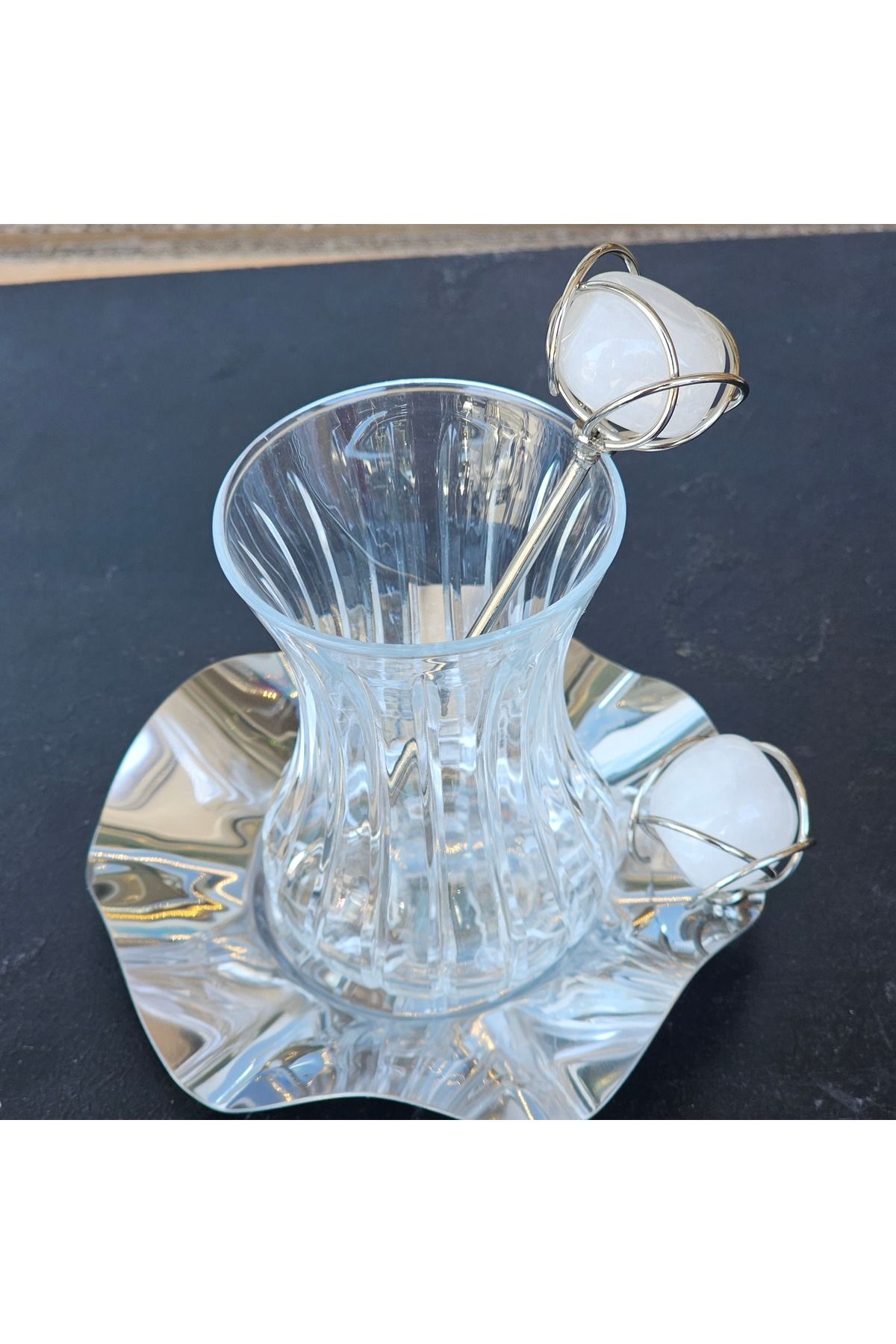 Keopsantique home Keopsantique 12 parça Beyaz taşlı çay seti
