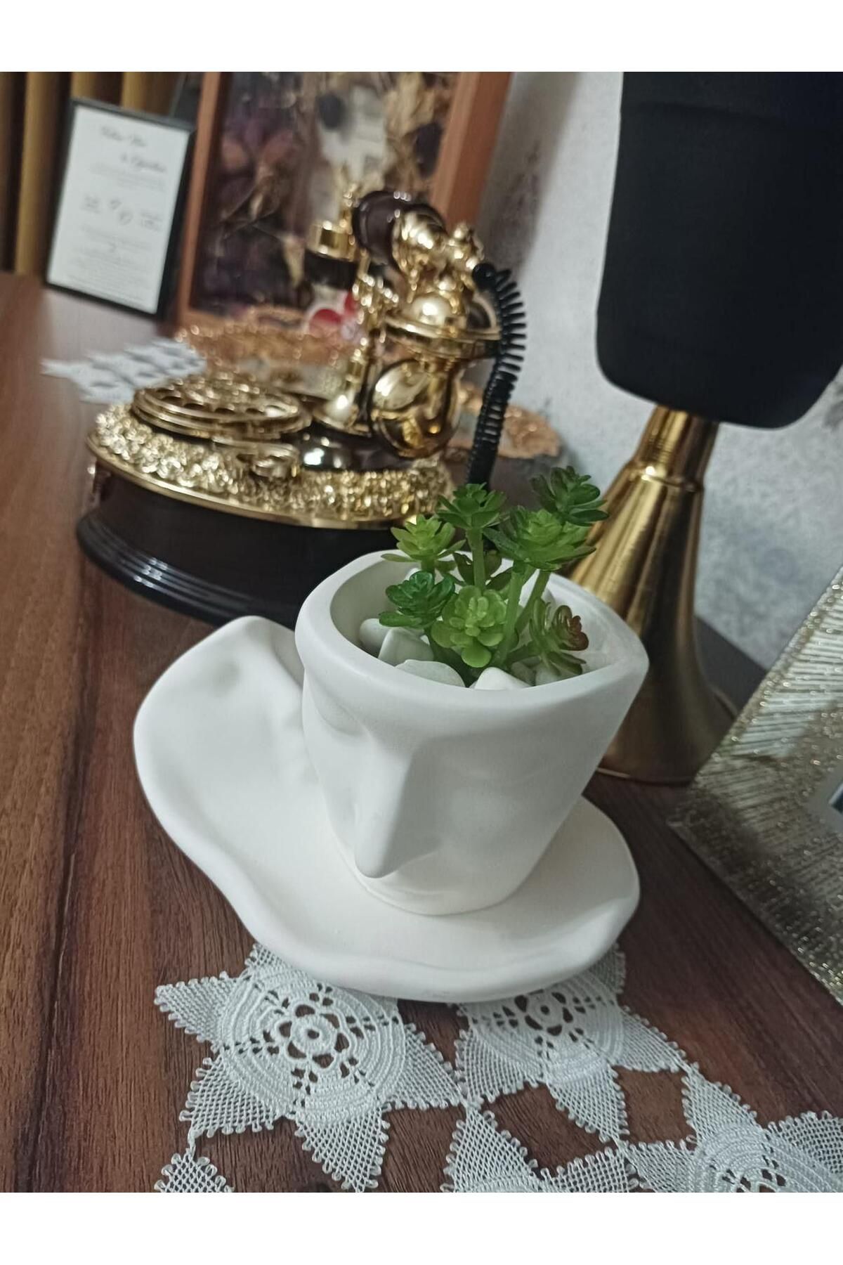 Elan Design Dekoratif Yüz Şekilli Saksı
