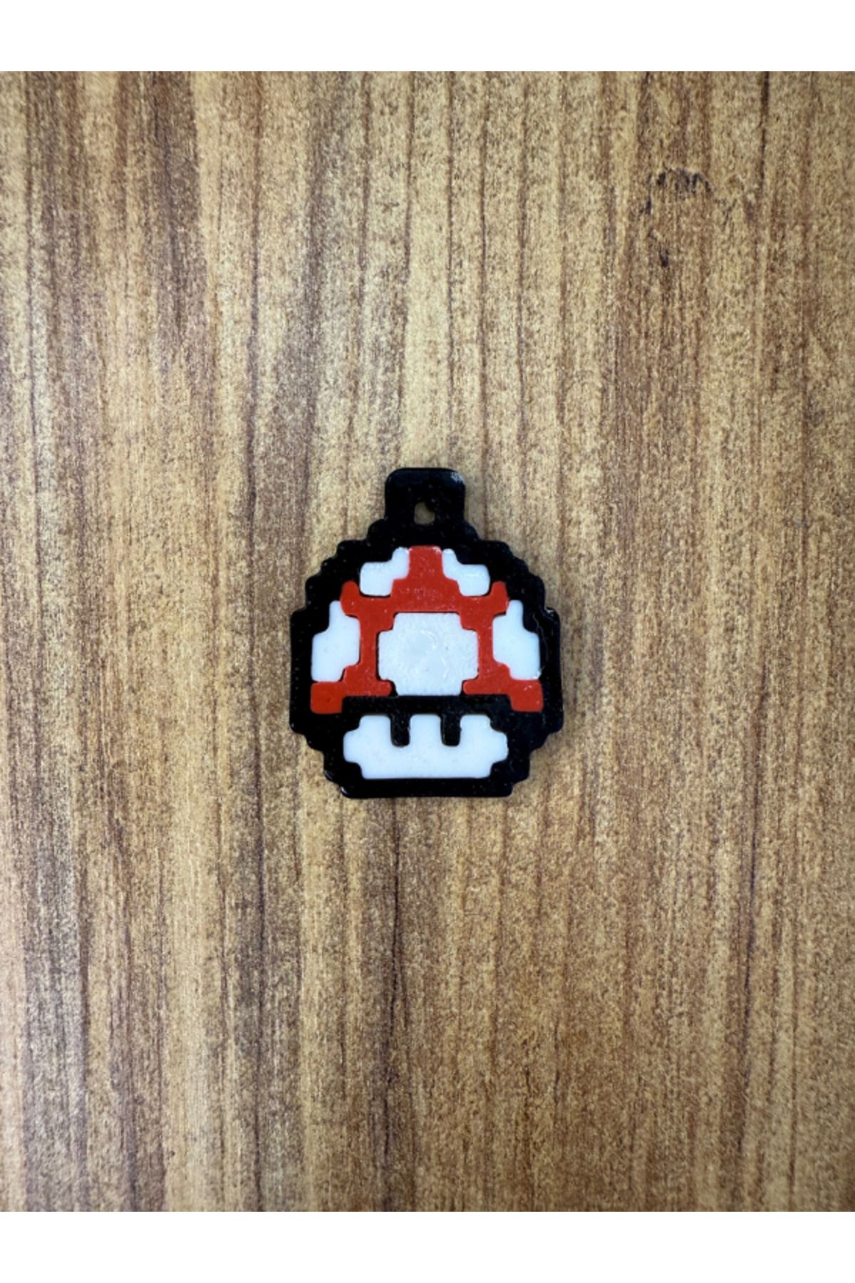 Madeora3D 8-Bit Retro Mantar Anahtarlık – Super Mario Tarzı 3D Baskı Piksel Tasarım
