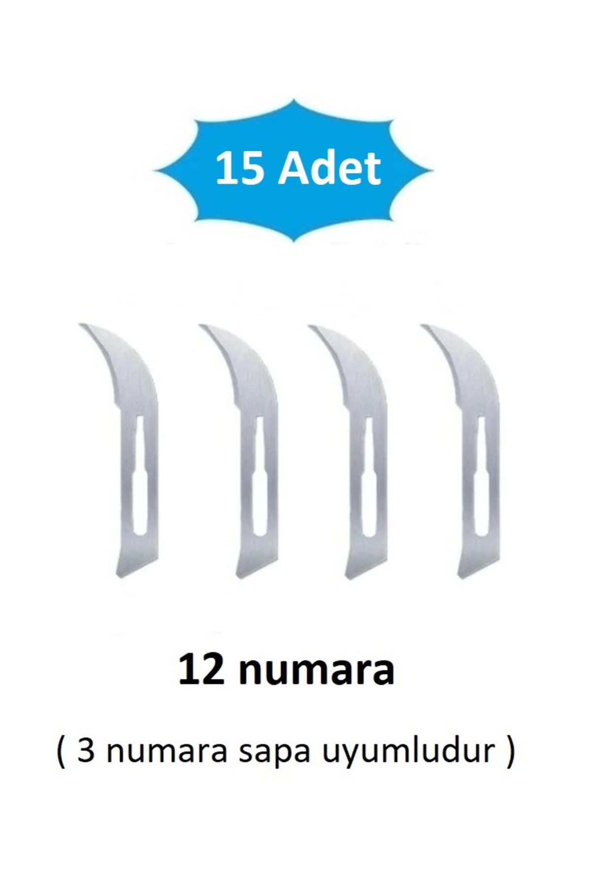 QBR Home 15li paket 12 numara Ahşap Heykel Oyma Sanat Yedek Bıçağı. Geçirmeli Tip ( 3 numara sapa uyumlu )