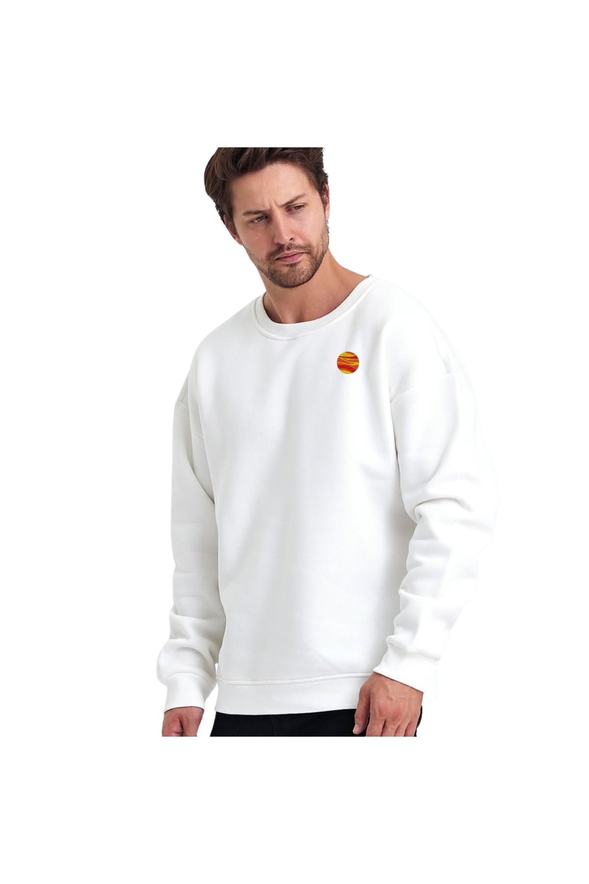 ChapellaSocks Mars Desen Nakışlı Unisex Sweatshirt- %100 Pamuk ve Rahat!