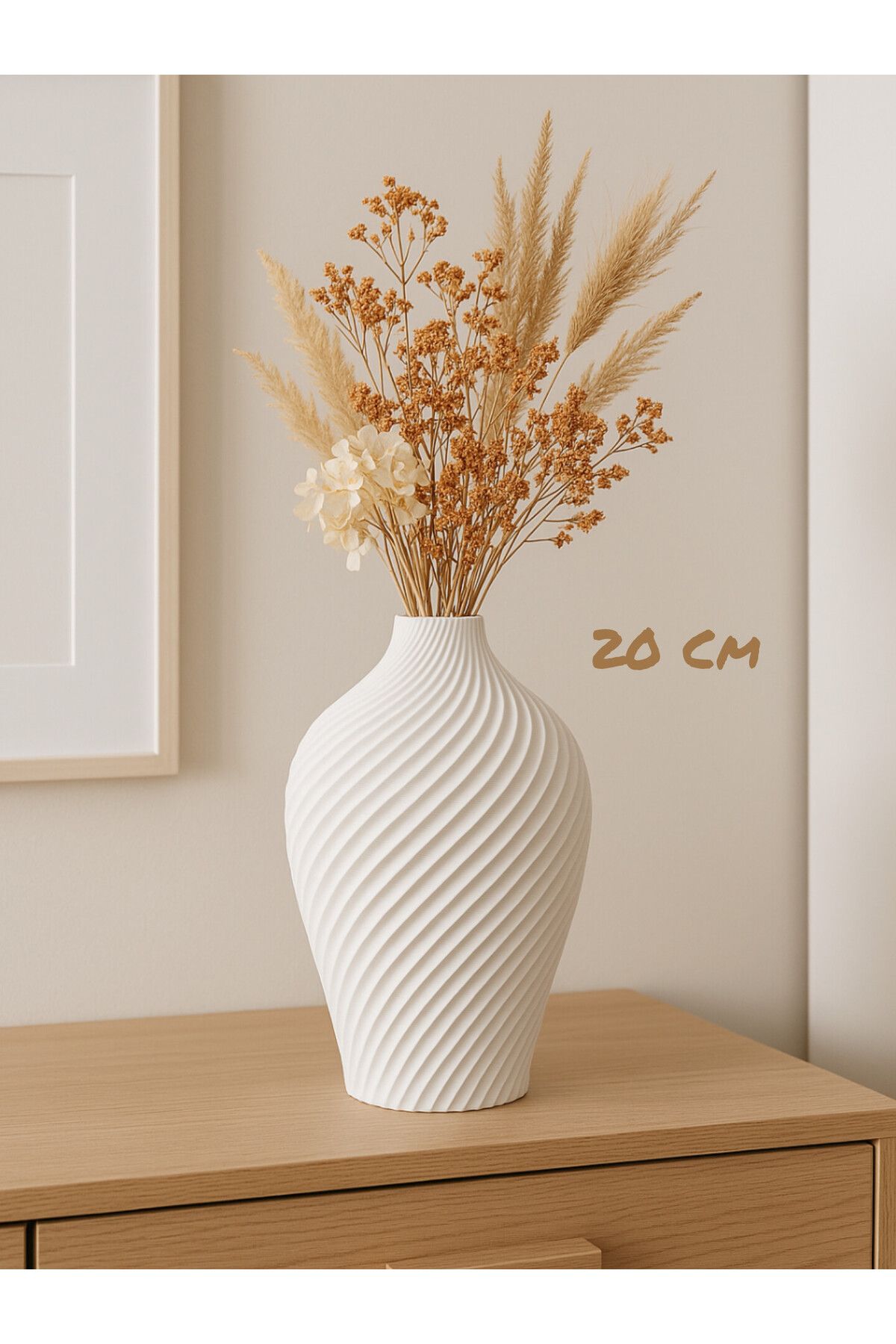 decolab Modern Sarmal desenli Premium PLA vazo şık Dekor Spiral vazo 20 cm