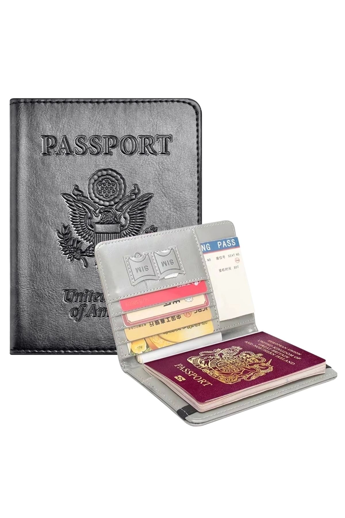 STOREMAX AMERİKA USA KAPAKLI SUNİ DERİ PASAPORT KILIFI CÜZDANI (RFID ENGELLEYİCİ) (5047)