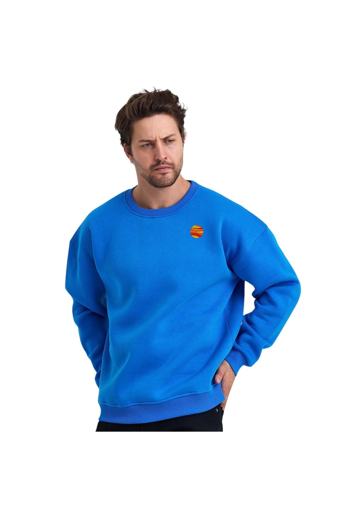 ChapellaSocks Mars Desen Nakışlı Unisex Sweatshirt- %100 Pamuk ve Rahat!
