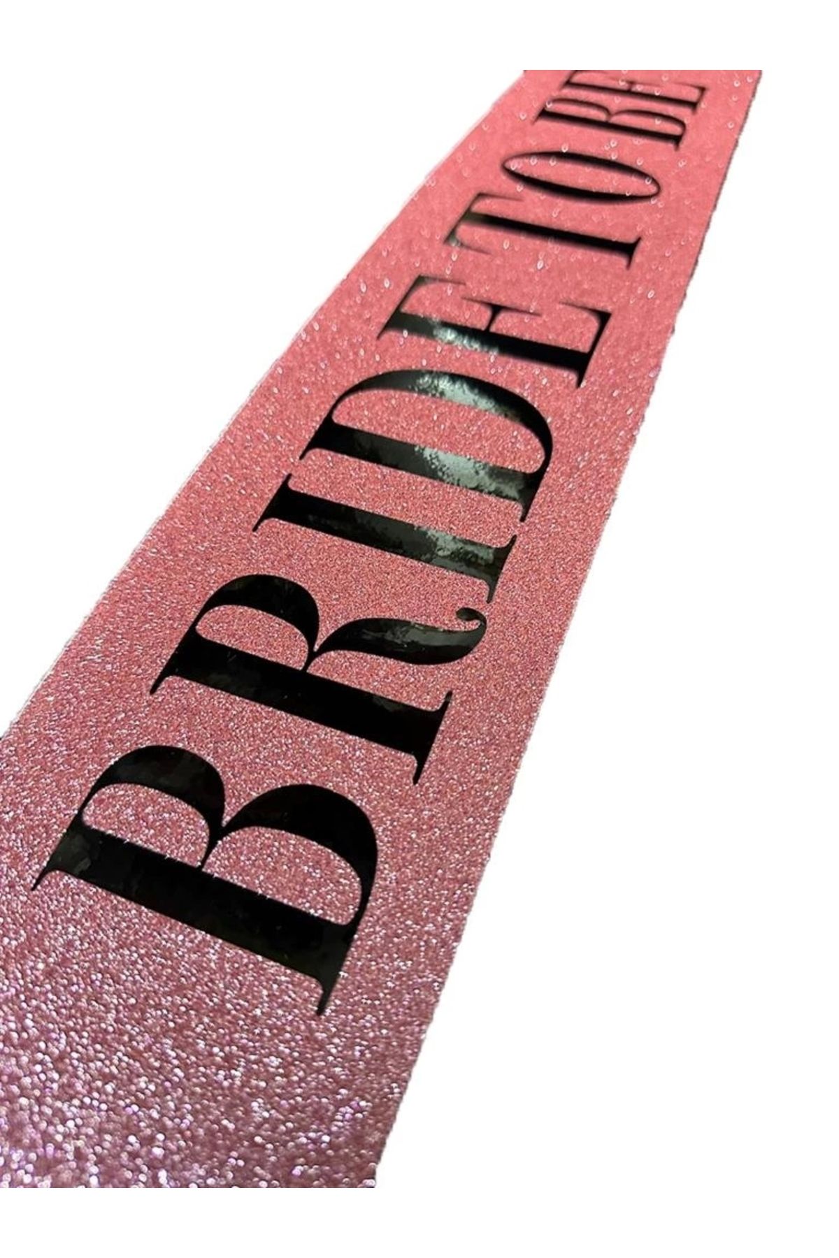 FTT SHOPPING MARKET NessiWorld Pembe Üzeri Siyah Kalın Bride To Be Yazılı Simli Işıltılı Kuşak Kemer 10x80 cm