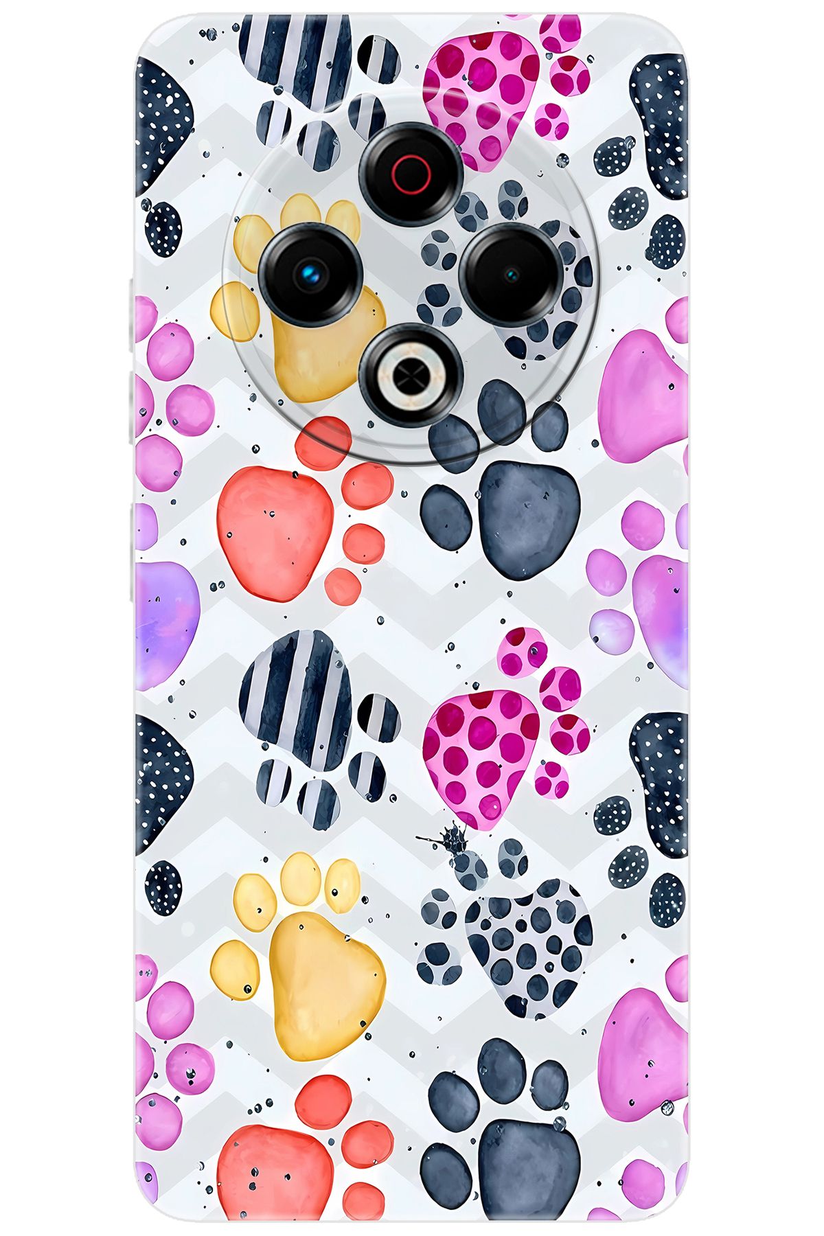 TECNO Spark 30 (KL6) Uyumlu Kılıf Desen Baskılı Silikon Renkli Patiler STK:670 CP-8hRcY7c