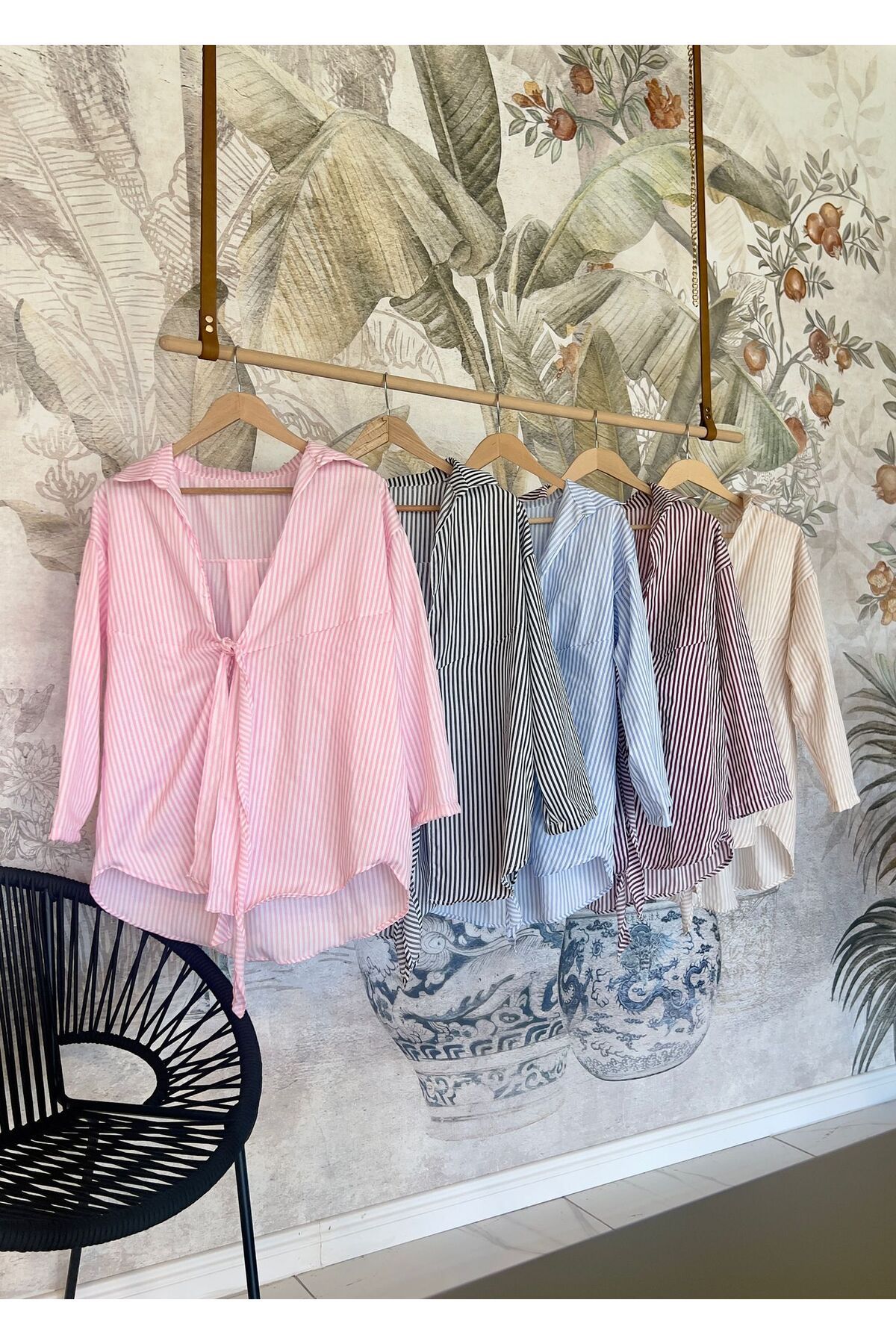 Cielo Fashion Kadın Oversize Bağlamalı Uzun Kuşaklı Gömlek