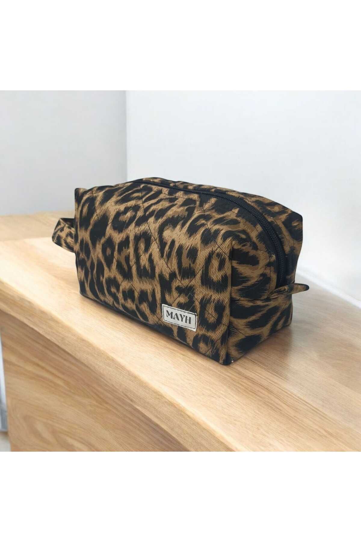 MAYH mayhb leopar makyaj çantası - Makeup Bag - Bakım Seyahat Kozmetik Çantası