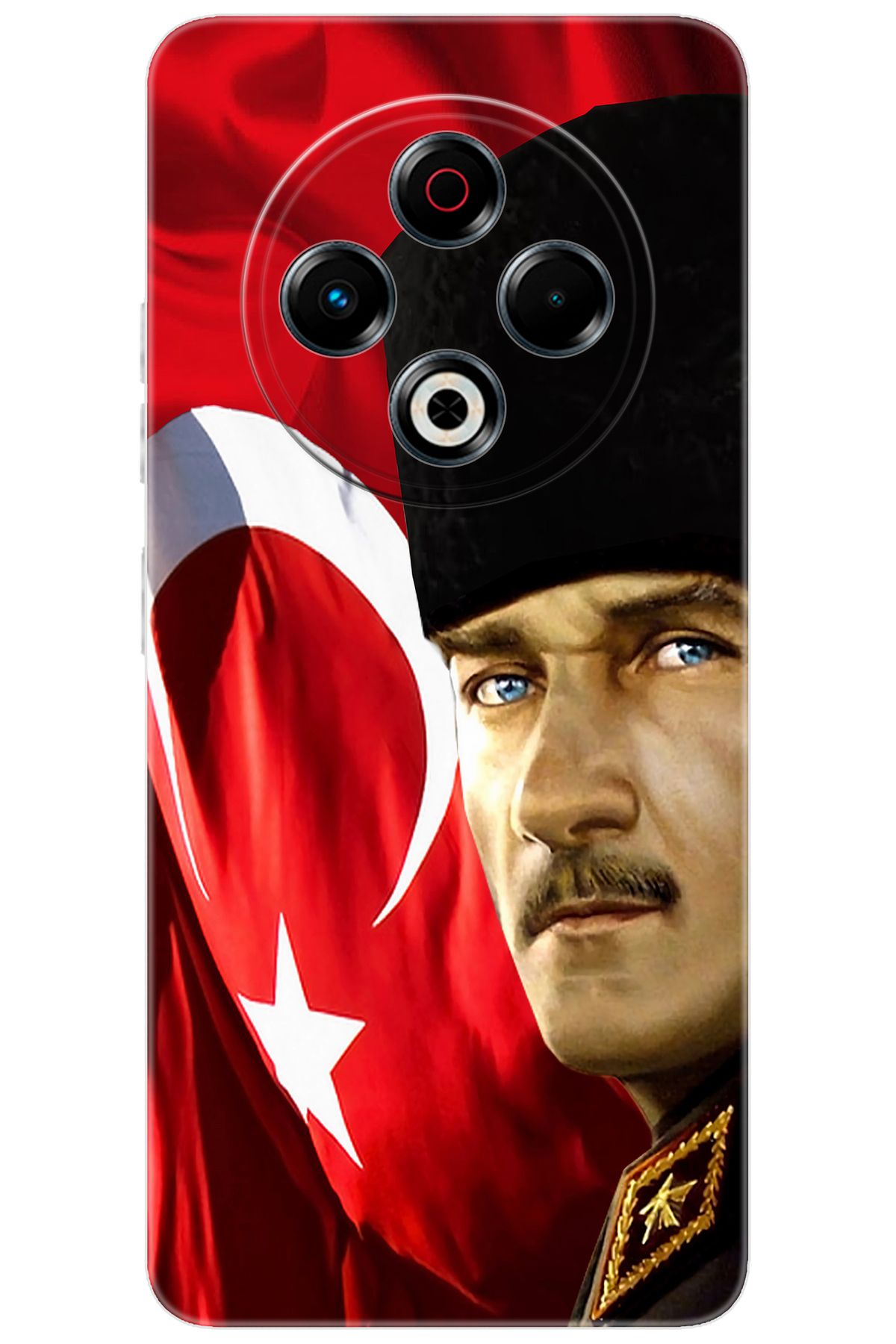 TECNO Spark 30 (KL6) Uyumlu Kılıf Desen Baskılı Silikon Atatürk ve Türk Bayrağı STK:726 CP-IQmxiwo