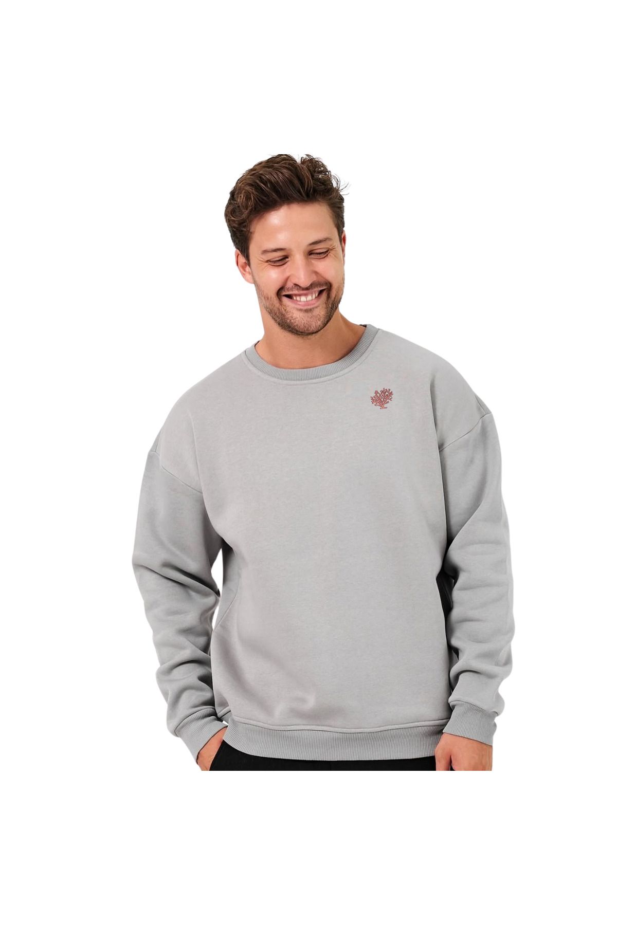 ChapellaSocks Mercan Desen Nakışlı Unisex Sweatshirt- %100 Pamuk ve Rahat!