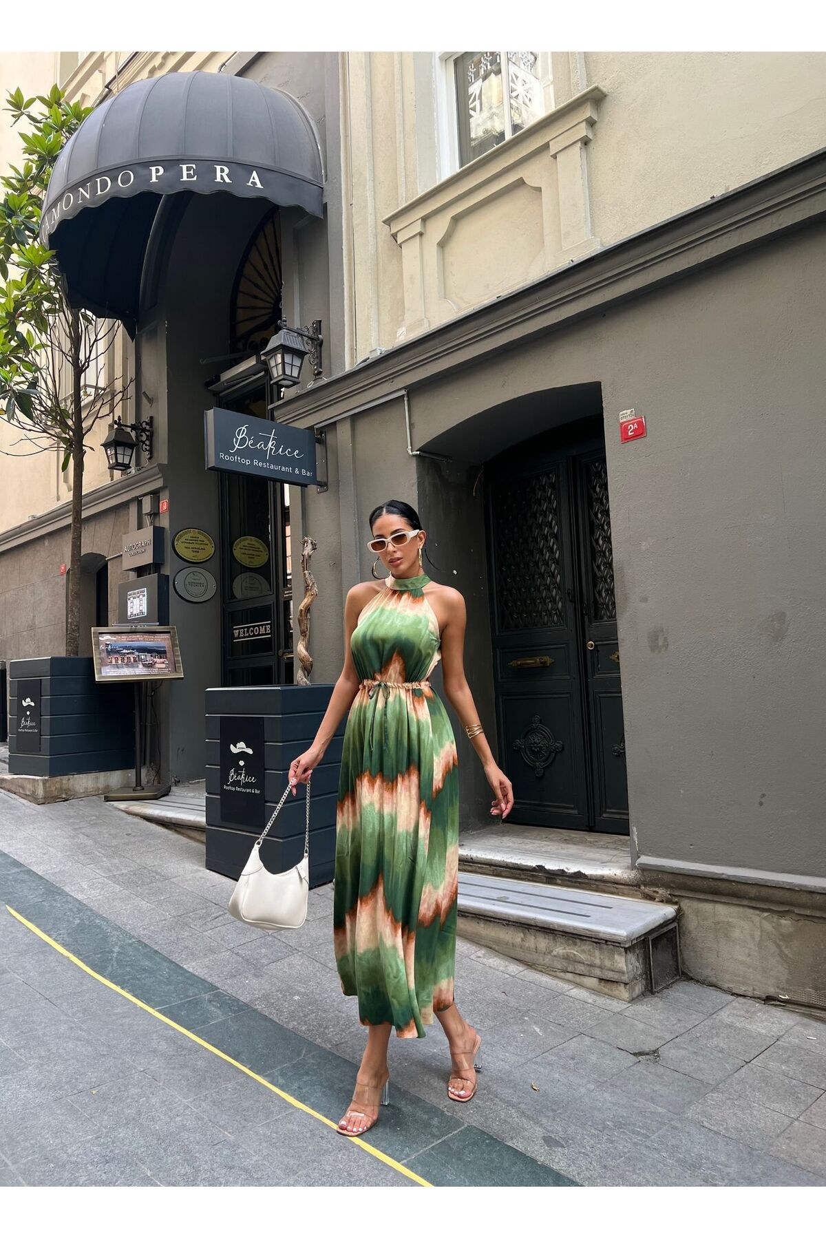 Nisa Luxury Boutique Kadın Halter Yaka Viskon Elbise