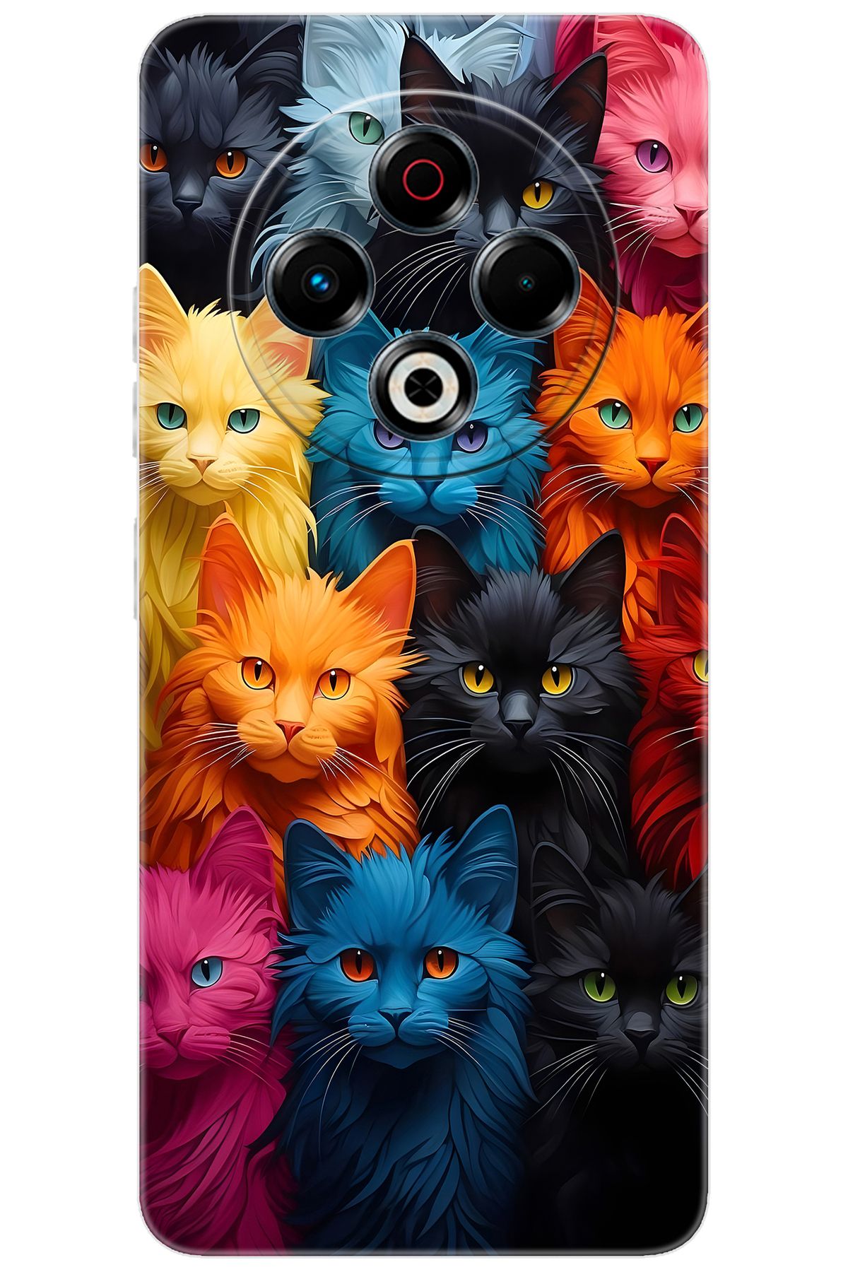 TECNO Spark 30 (KL6) Uyumlu Kılıf Desen Baskılı Silikon Renkli Kediler STK:713 CP-7nuwoM4