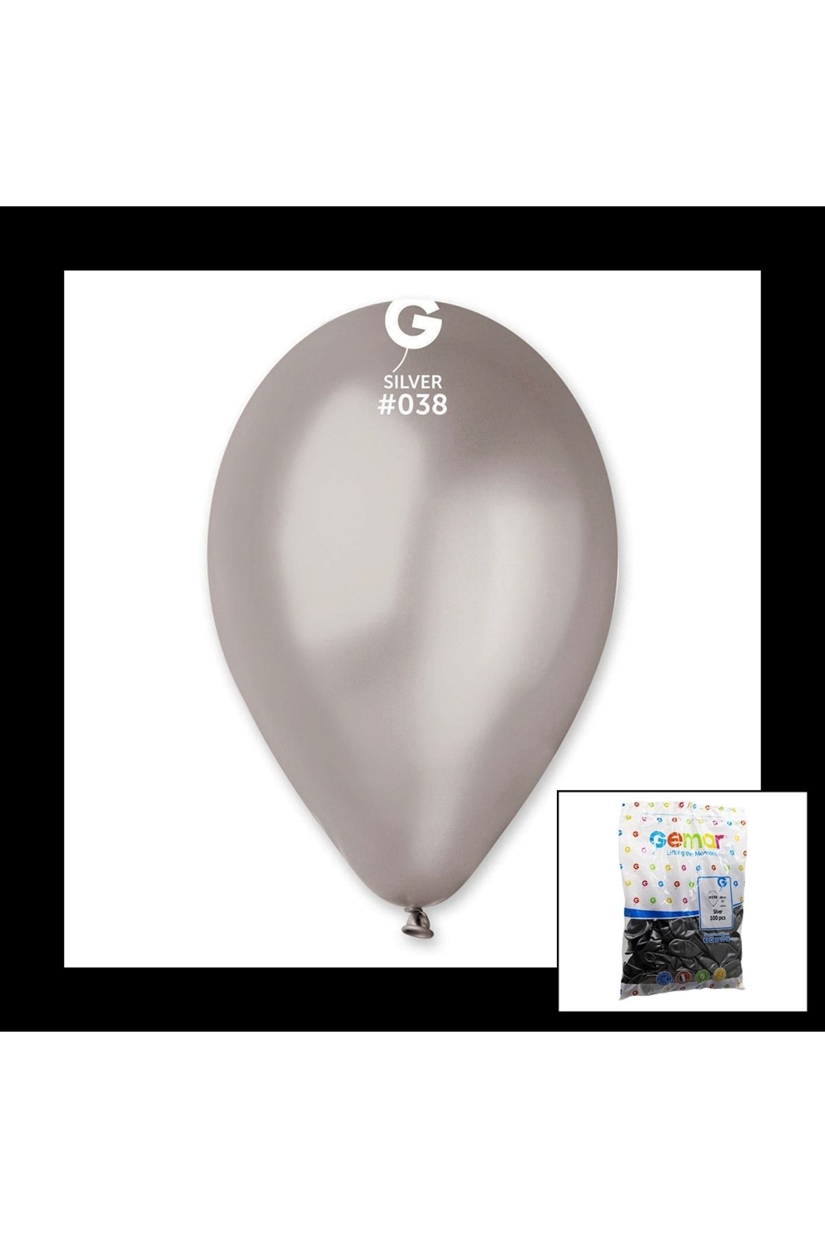 feminight Gm-110-38 Metalik - Gümüş Balon 11&apos;&apos; - 28cm - 100 Parça