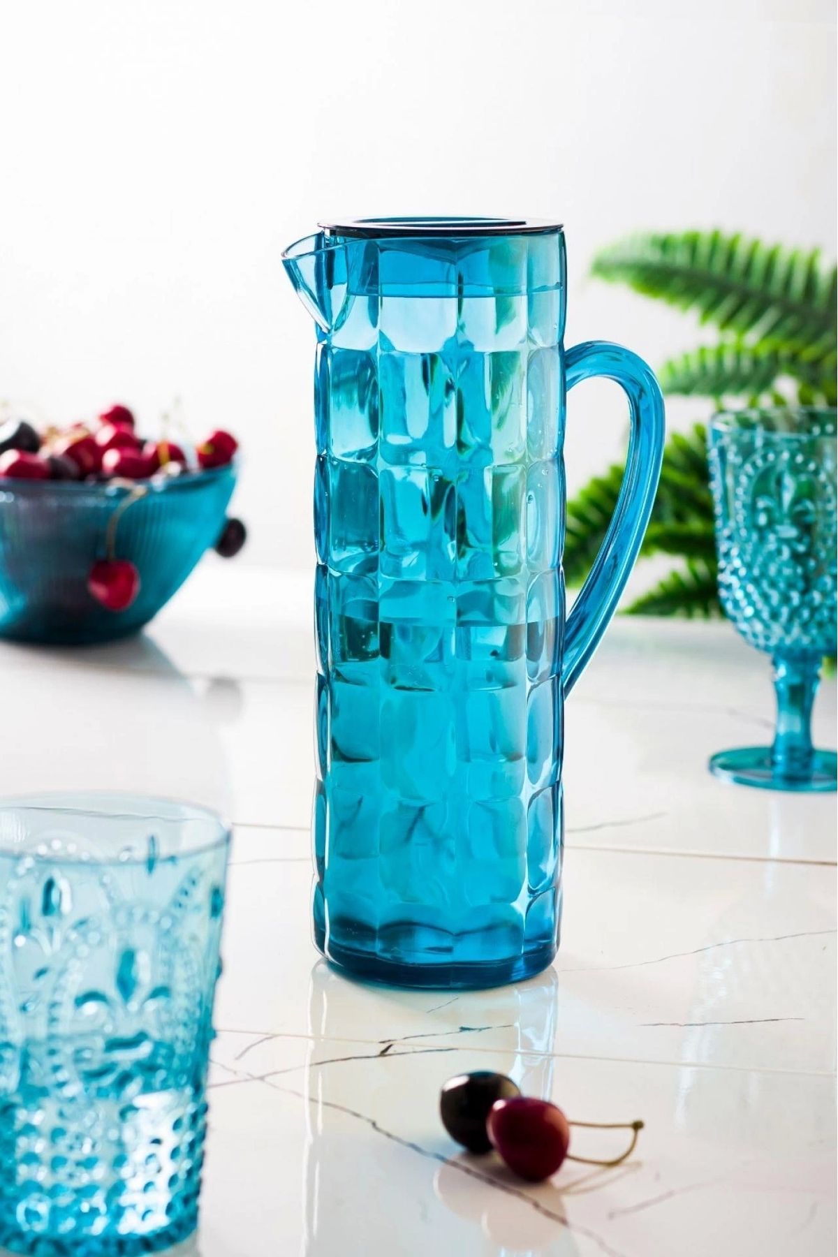 FTT SHOPPING MARKET Arkilik Allegra 1,5 Lt Aquamarin Sürahi (Buzdolabı Kapak Rafına Sığar)
