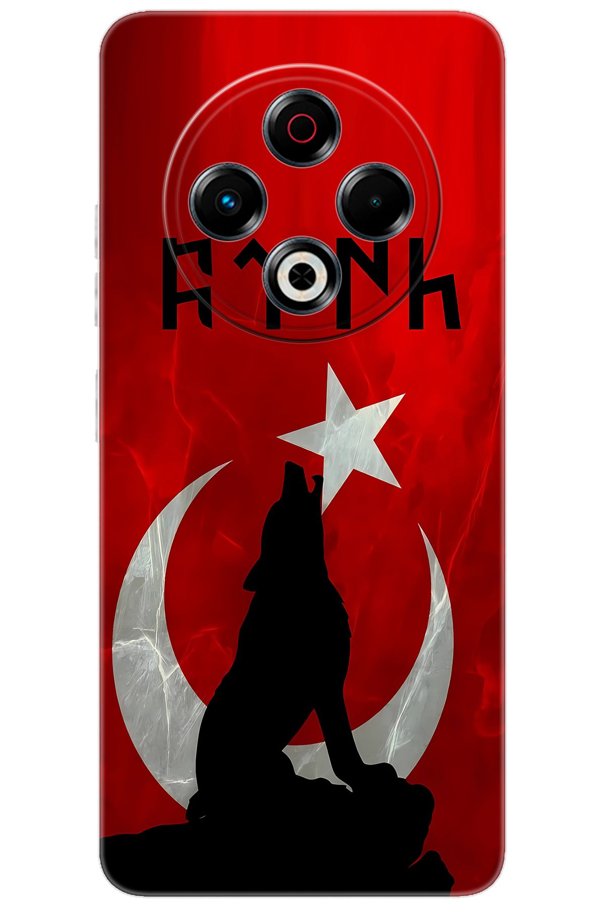 TECNO Spark 30 (KL6) Uyumlu Kılıf Desen Baskılı Silikon Kurt ve Göktürkçe STK:637 CP-wnB6IJE