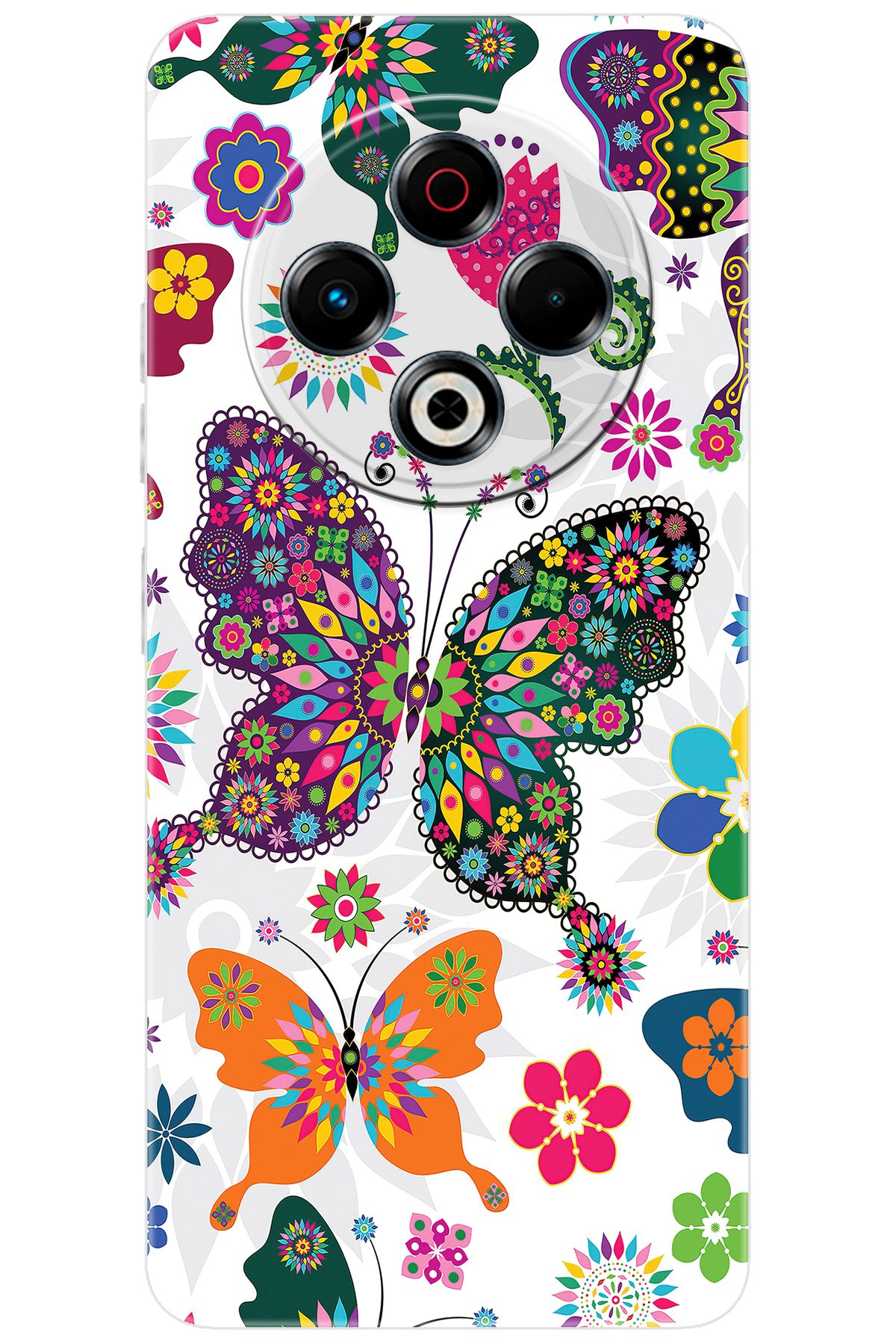 TECNO Spark 30 (KL6) Uyumlu Kılıf Desen Baskılı Silikon Renkli Kelebekler STK:541 CP-8BqlL02