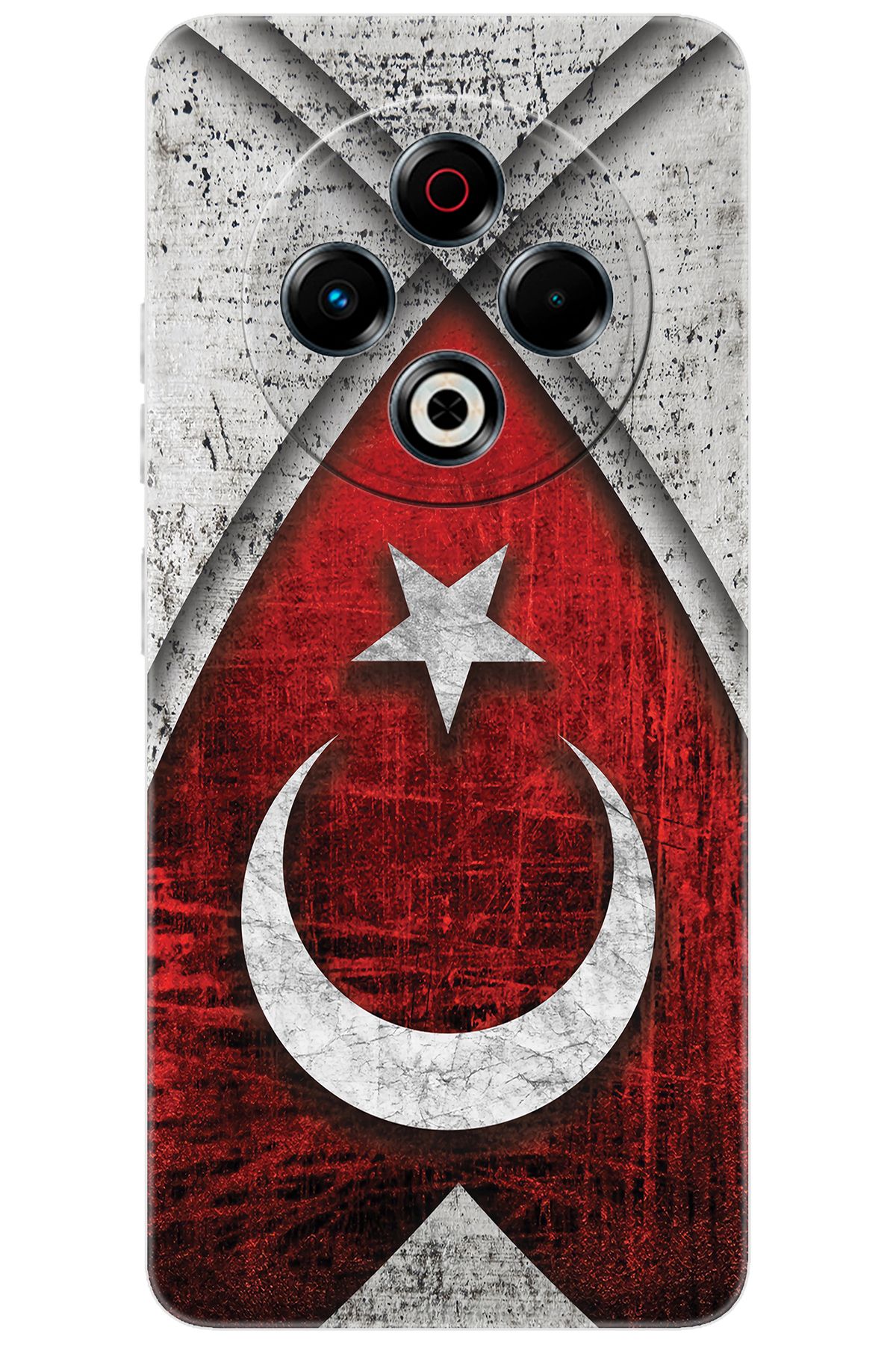 TECNO Spark 30 (KL6) Uyumlu Kılıf Desen Baskılı Silikon Türk Bayrağı Tasarım STK:380 CP-yMGEcoU