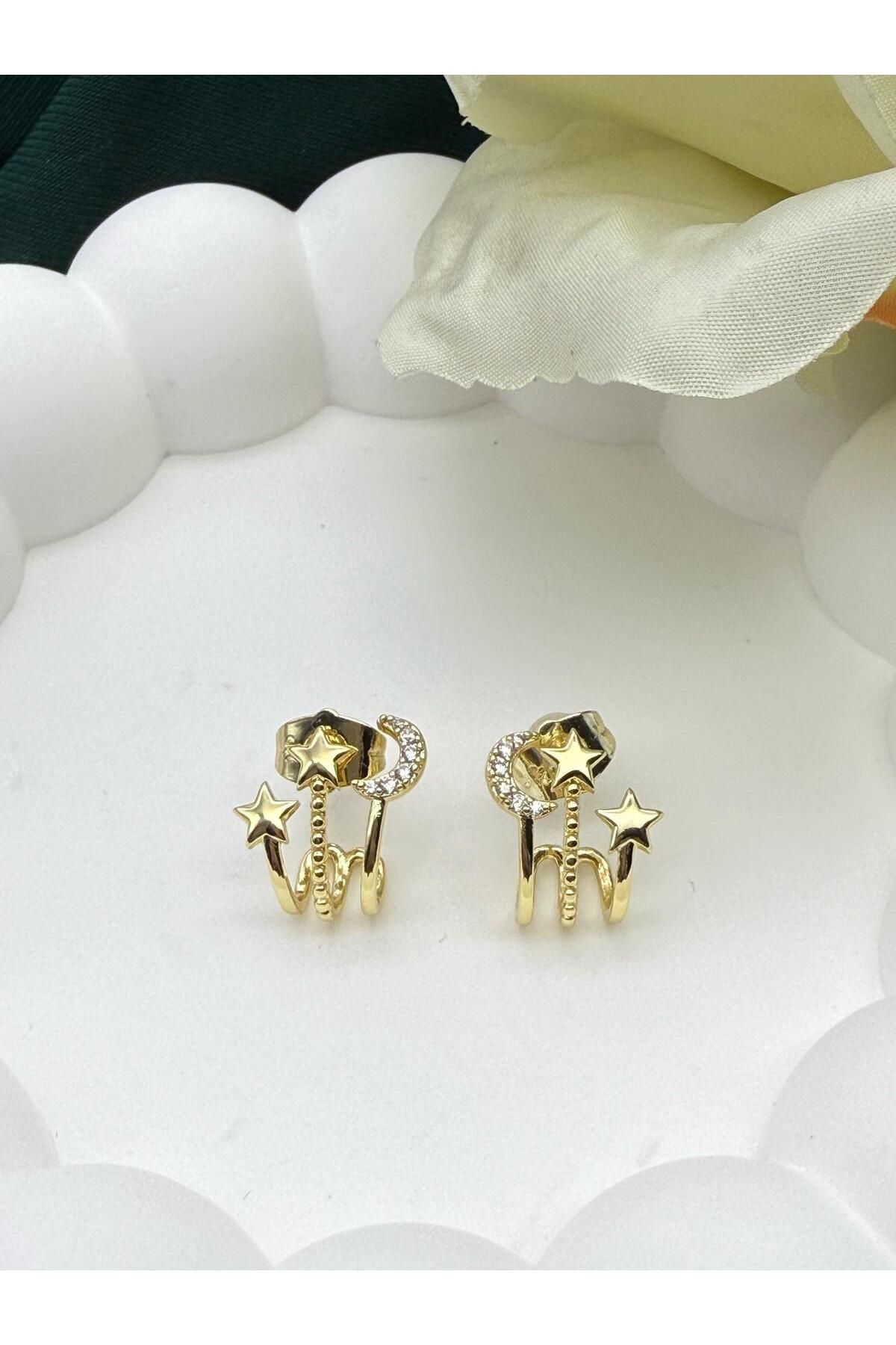 Yiyaliora Gold 14K Kıkırdak Küpe