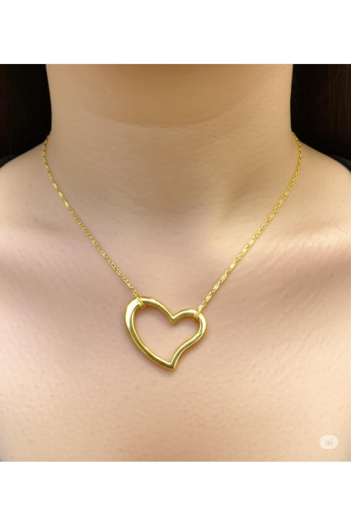 magische Gold renk sevginin simgesi kalpli çelik kolye