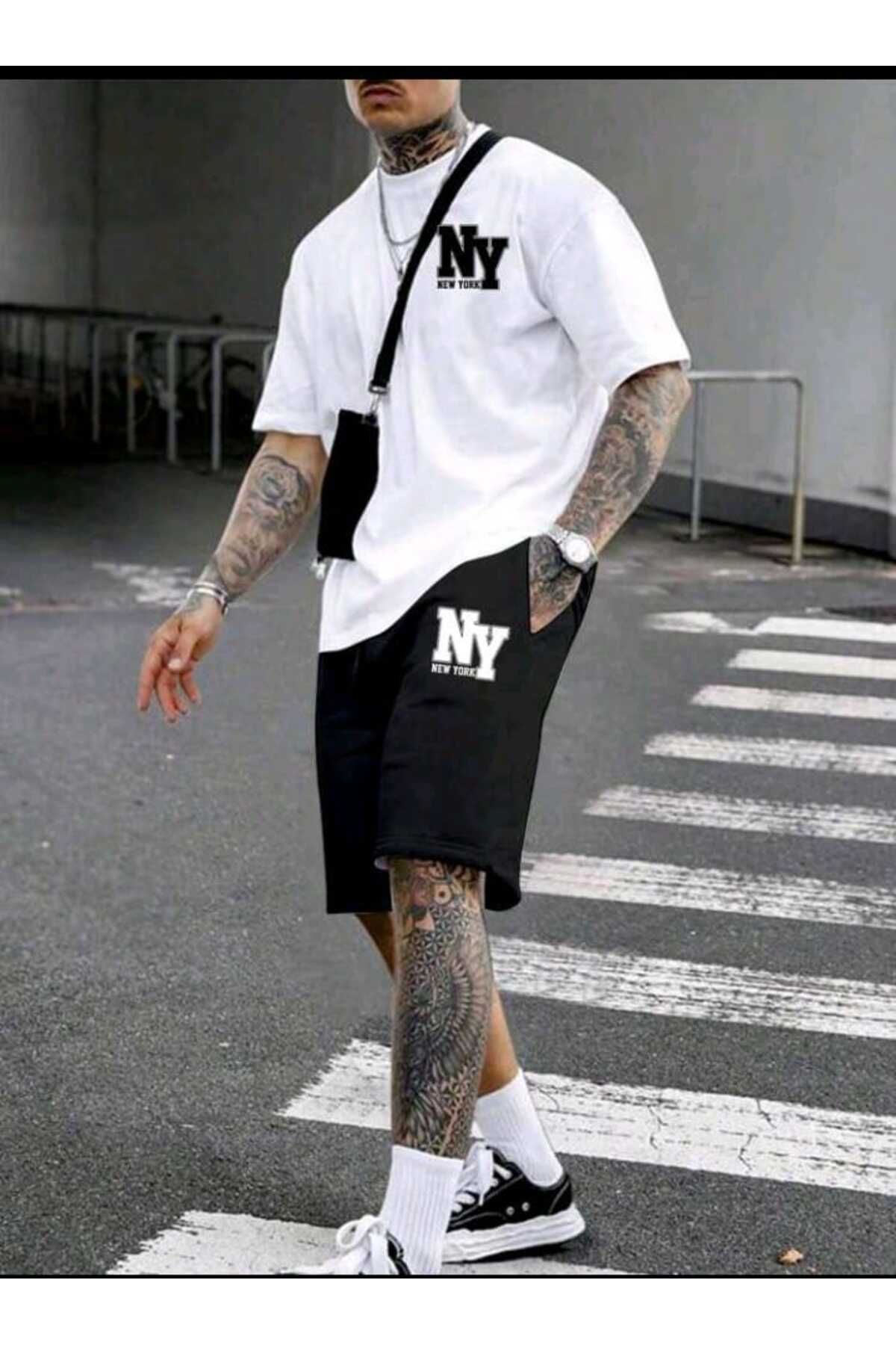 mirantekstil Yeni sezon oversize t-shırt ve şort takım unisex modeli dijital baskılı