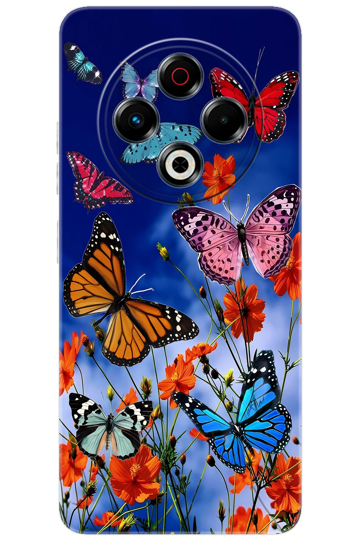 TECNO Spark 30 (KL6) Uyumlu Kılıf Desen Baskılı Silikon Renkli Kelebekler STK:741 CP-9Jl6frh