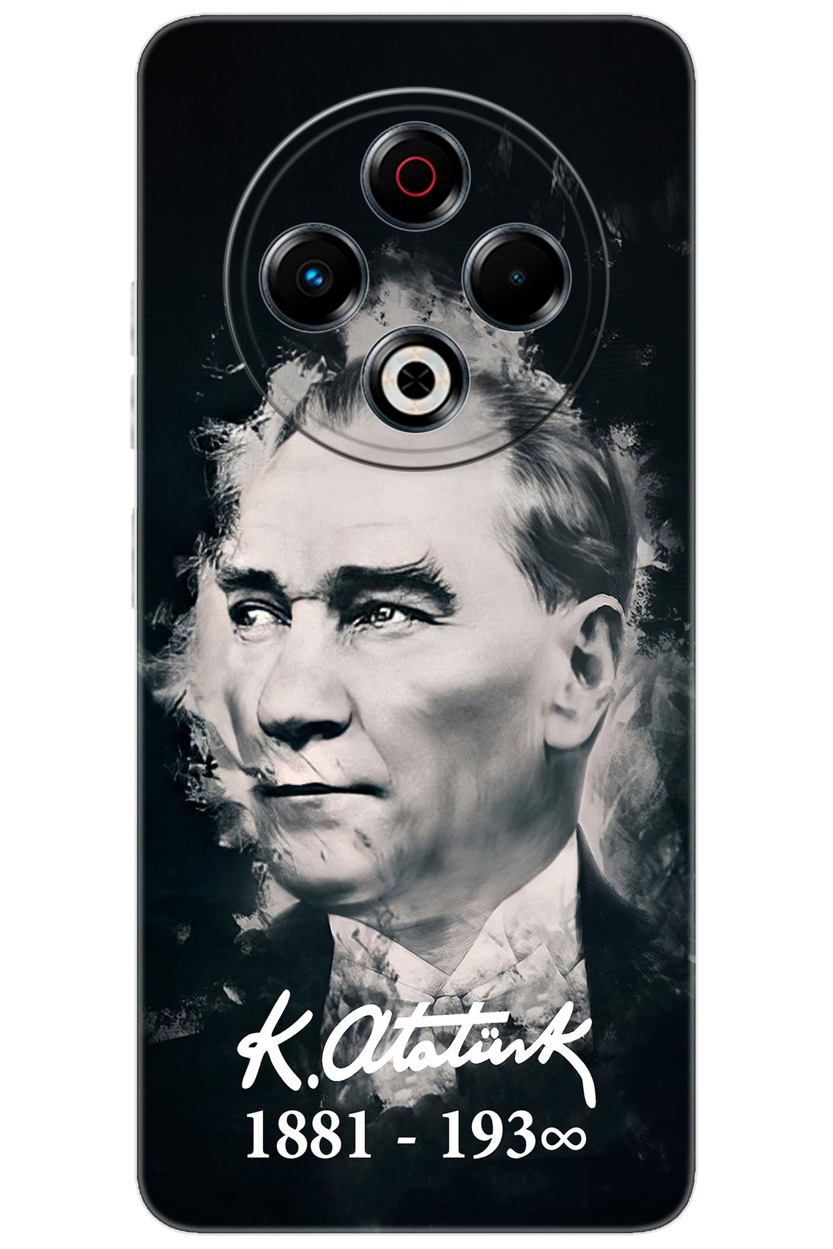 TECNO Spark 30 (KL6) Uyumlu Kılıf Desen Baskılı Silikon Mustafa Kemal Atatürk STK:388 CP-GtvXuVB