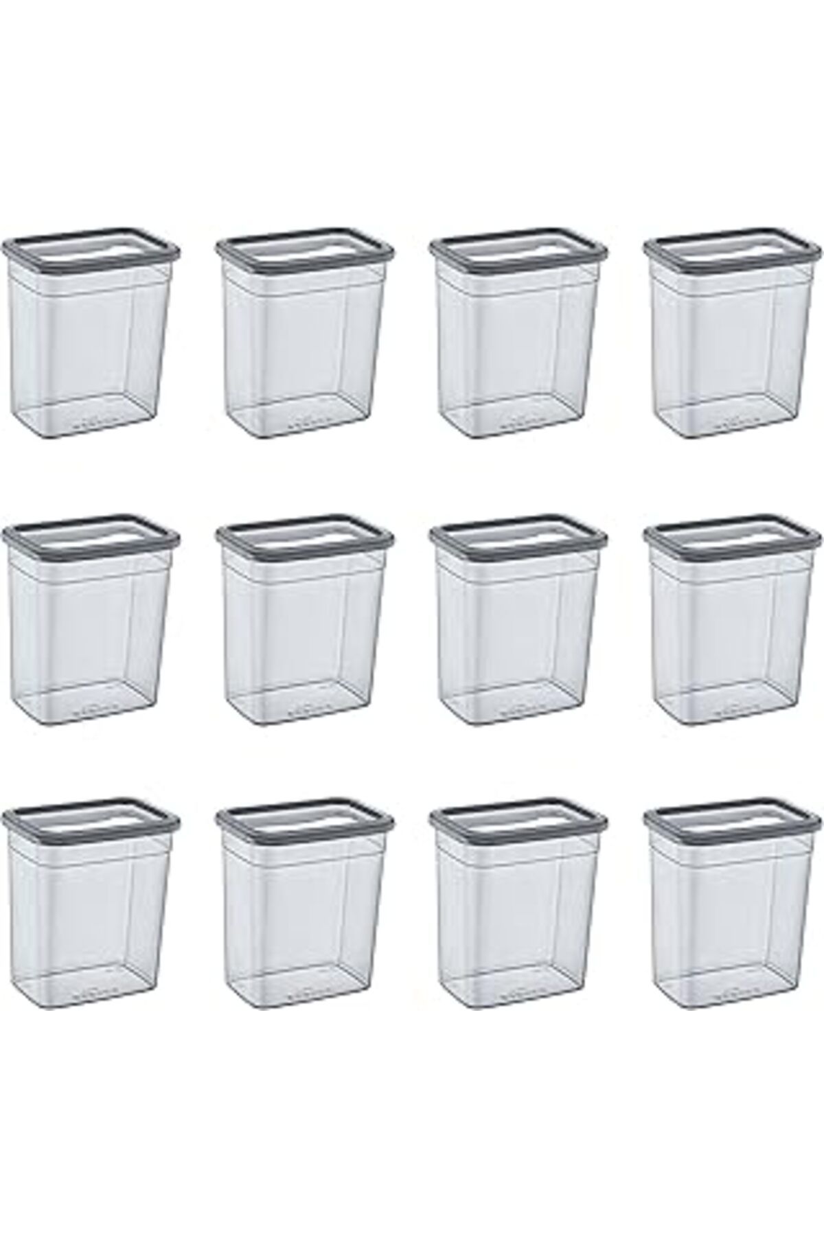 Mu Art Smartware 12'li Setskali Dikdörtgen Saklama Kabı Antrasit 2350 ml - Antrasit, Çok Amaçlı Saklama K