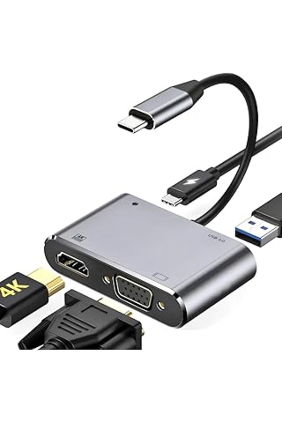 Pazarcan Daytona Cf02 Macbook Uyumlu Type-C™ To 4K Ultra Hd 1080P Hdmı/Vga/Pd Şarj/Usb 3.0 4In1 Çevirici Hub