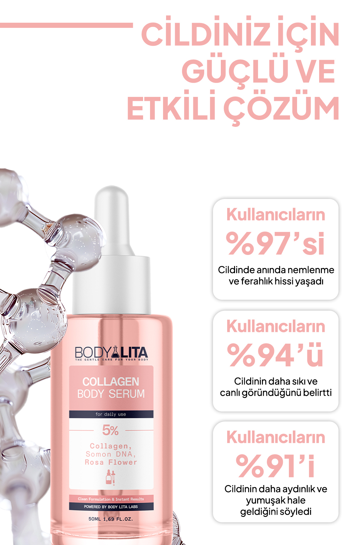 Collagen Serum, Nemlendirici Aydınlatıcı Sıkılaştırıcı %5 Aktif Serum İçerikli Vücut Serumu — BCASVS-01 — تصویر 7 از 8