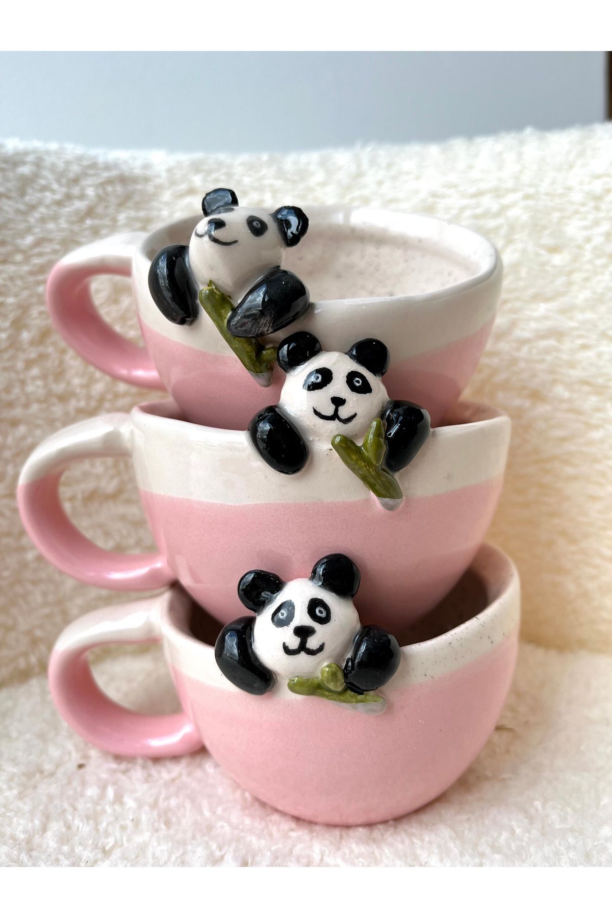 visera Panda Figürlü El Yapımı Kupa
