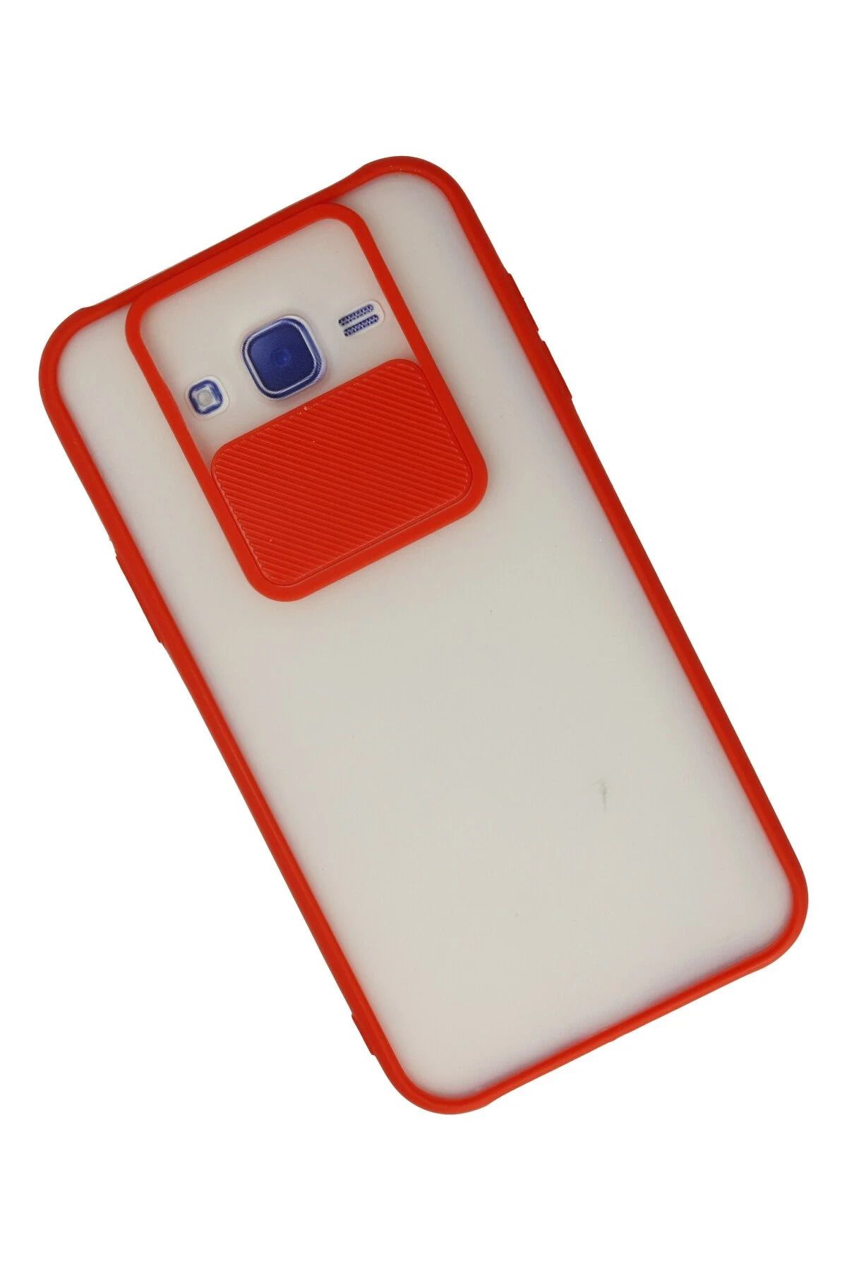 NewFace Samsung Galaxy J7 Kılıf Palm Buzlu Kamera Sürgülü Silikon - Kırmızı FLKRY