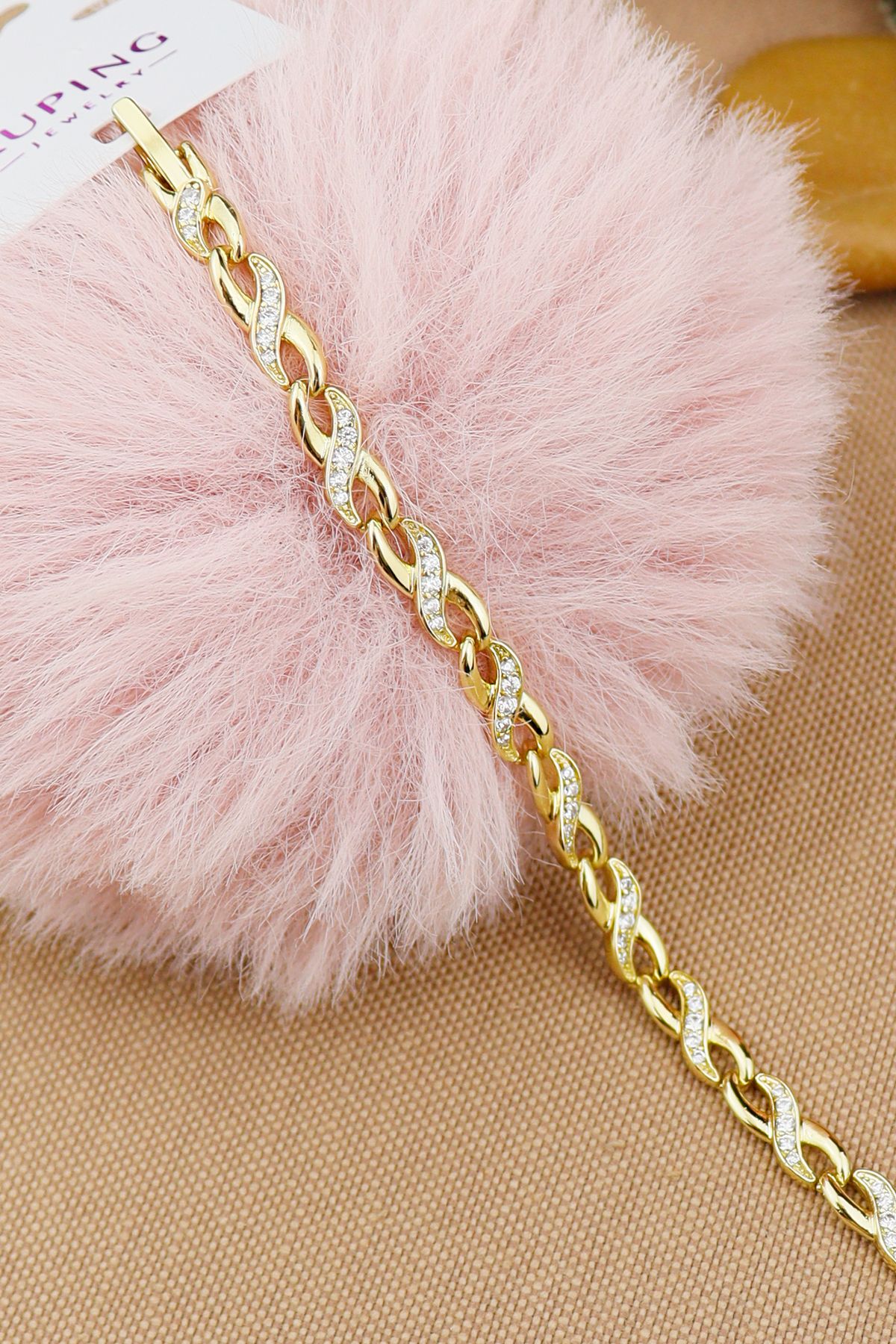 Keyifli Hayaller Xuping Vip Bileklik - Xuping X Sonsuzluk Model 5mm Zarif Şık Gold Kararmaz Bileklik 17+2cm