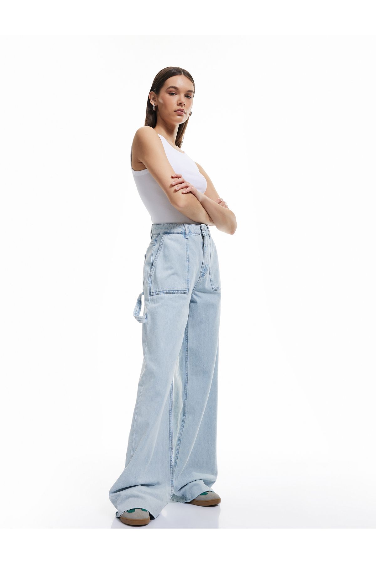 Koton Yeni Sezon Kesik Paça Pamuklu Regular Fit Denim Pantolon - Wide Leg Jeans