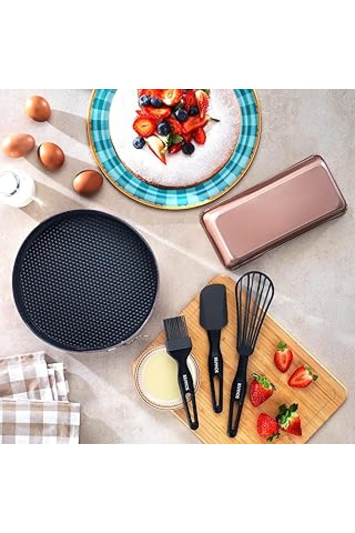 Mu Art Ariana Kek Kalıbı+Pasta Seti 5 Parça-Rosegold
