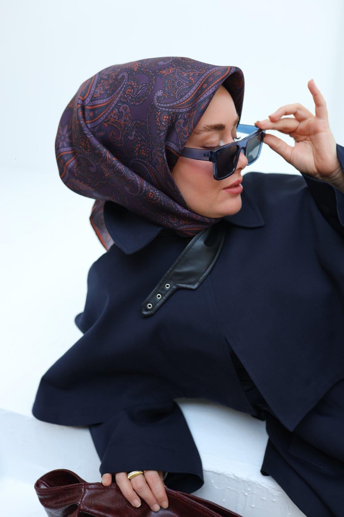 Silk Home Mor Etnik Desen Saf İpek Sura Dokuma Eşarp-11455-S37-KVS0733