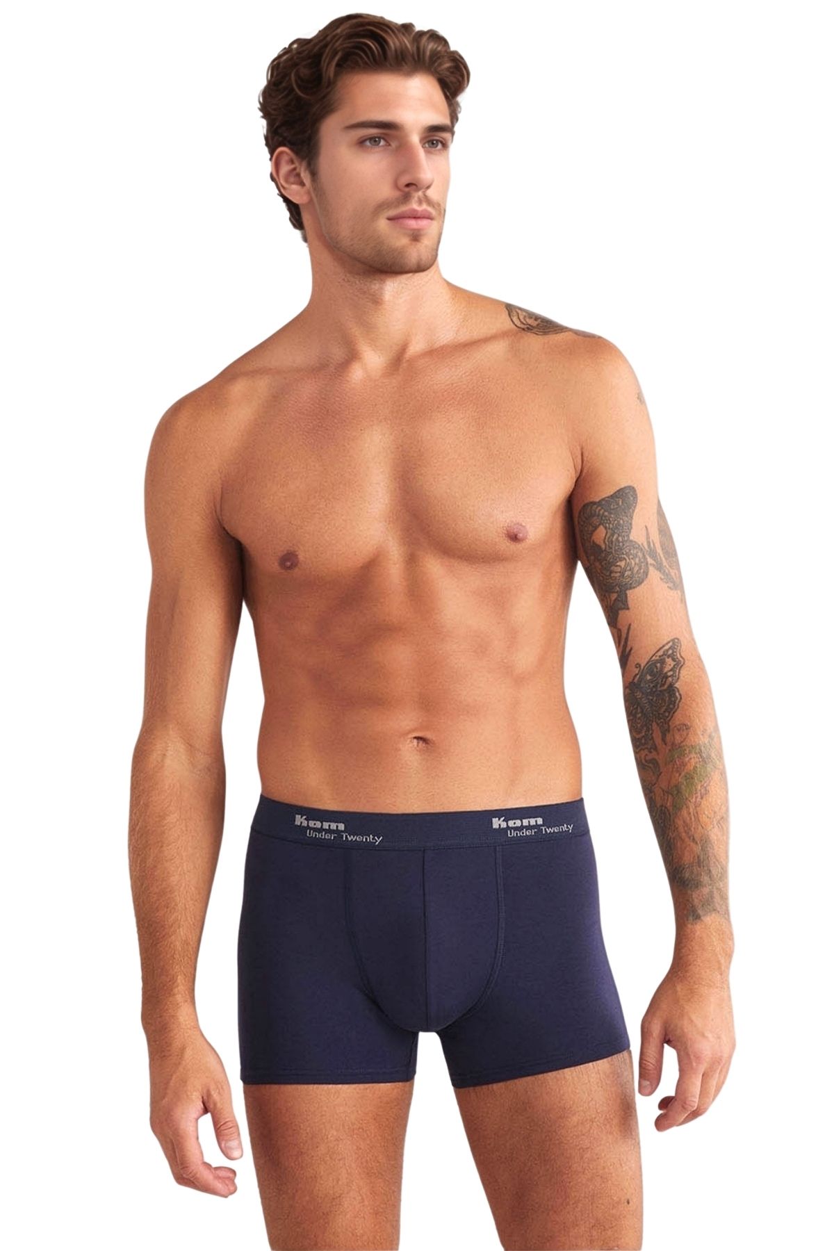 Kom Erkek Pamuklu Modal Lastikli Bel Dar Paça 2'li Boxer