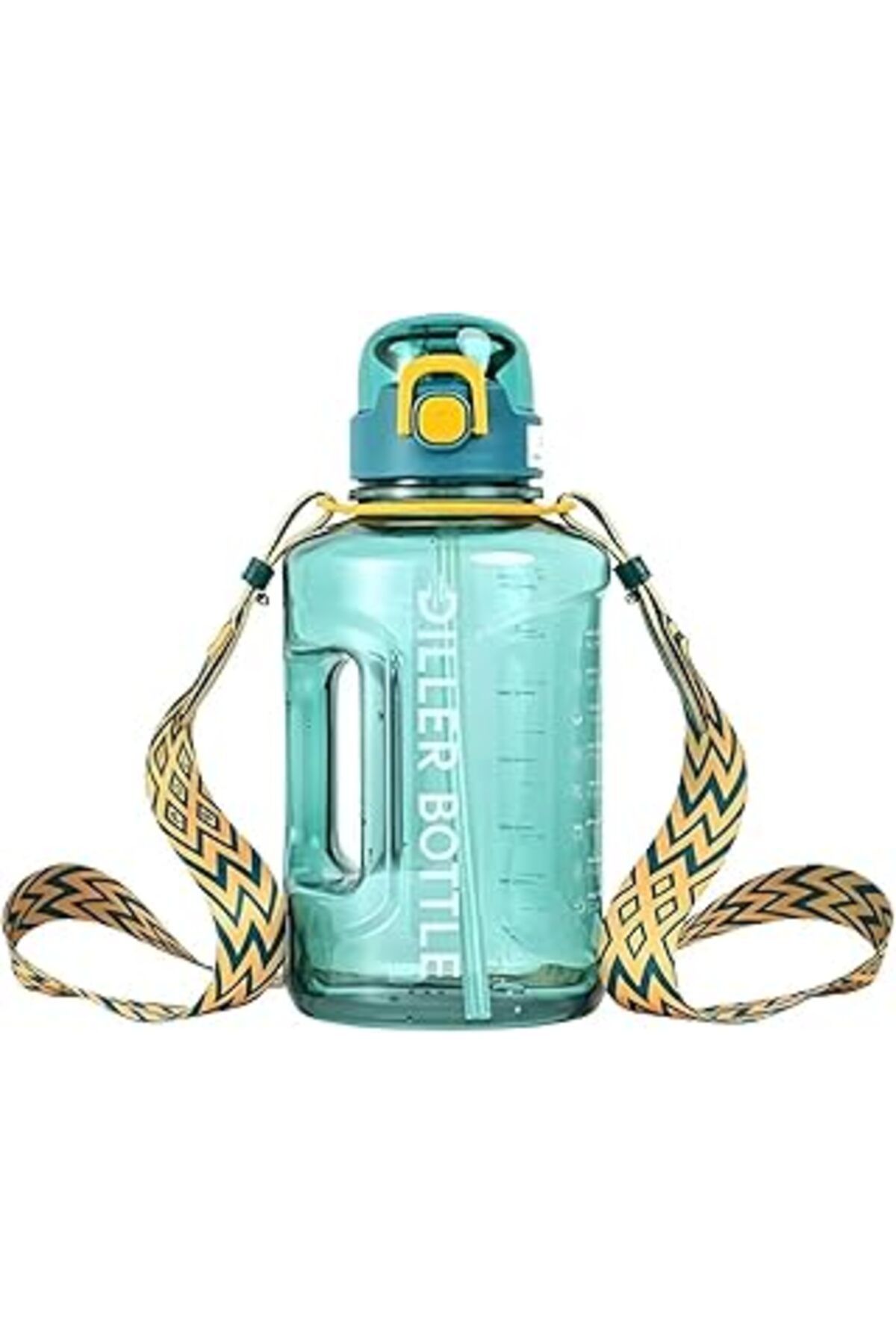 Mu Art Diller 1700Ml Mega Boy Askılı Kulplu Motivasyon Tritan Su Matarası (Yeşil)