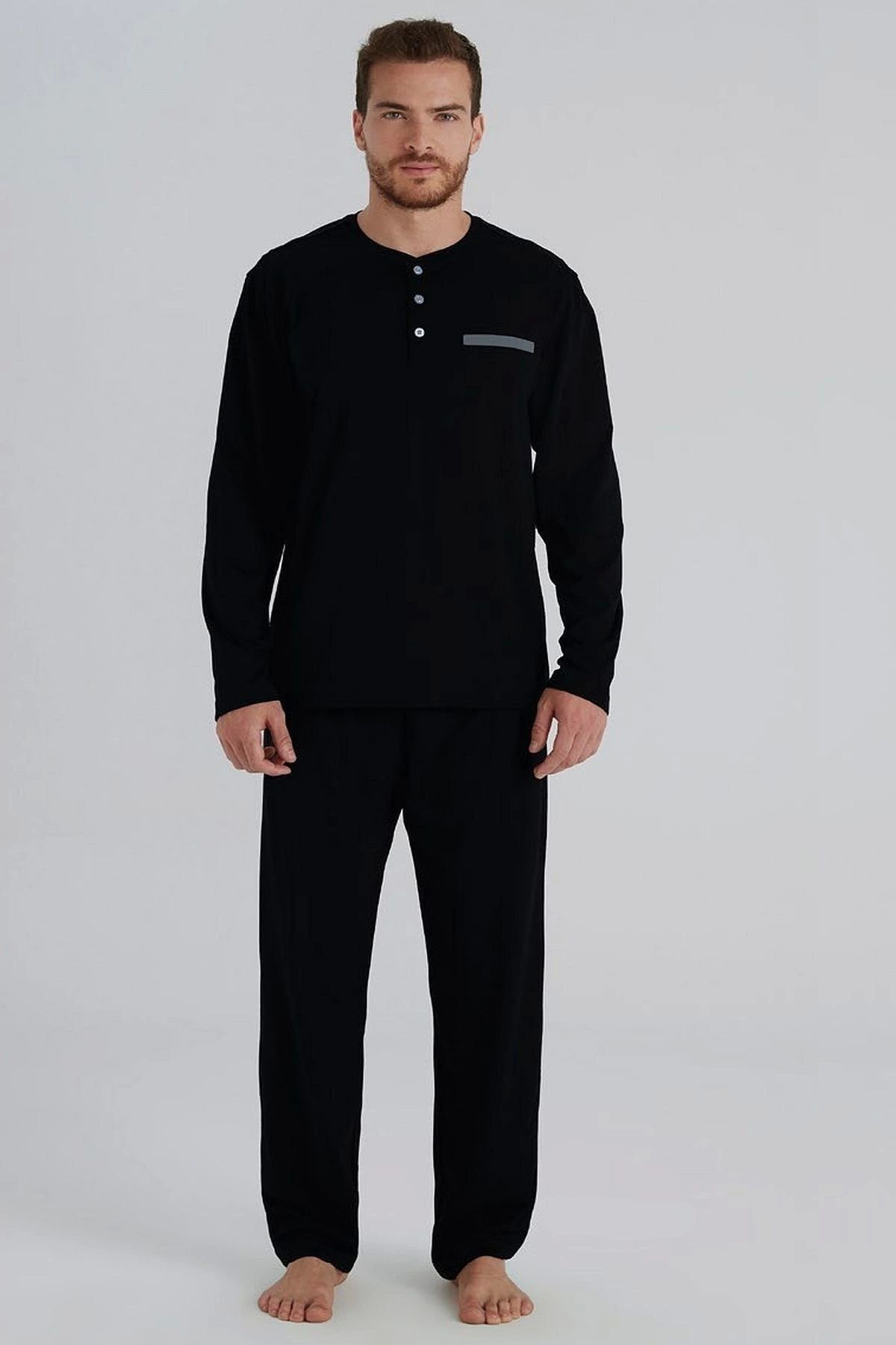 FTT SHOPPING MARKET Azze Eros 960 Erkek Uzun Kol Patlı Pijama Takımı