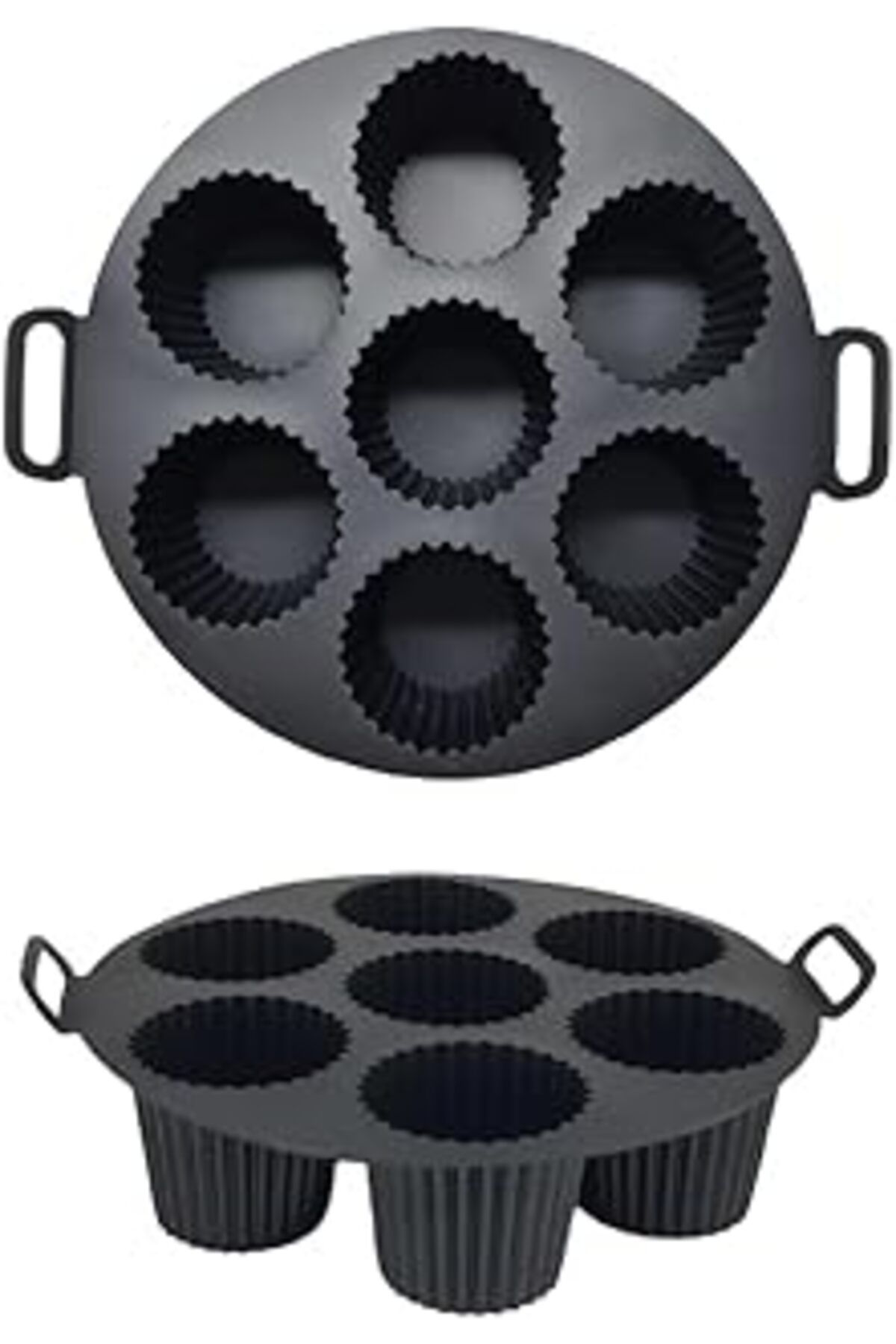 Mu Art Güncelçarşı Airfryer Silikon Kek Pişirme Kalıbı 7 Bölmeli, Silikon Cupcake Kek Pişirme Kabı Air Fry