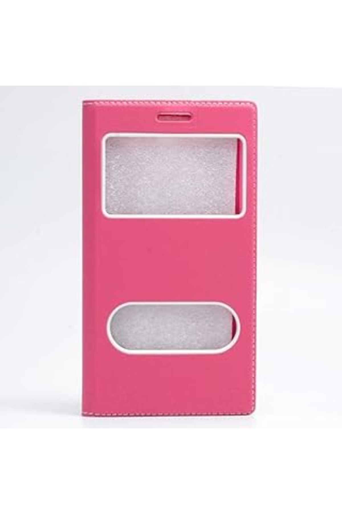Mu Art Galaxy C9 Pro Uyumlu Darbeye Karşı Dayanıklı Pencereli Kapaklı Kılıf (Pembe