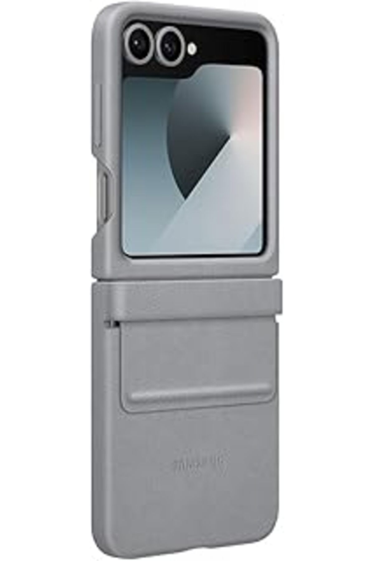 Mu Art Galaxy Z Flip 6 Uyumlu  Vegan Deri Kılıf - Gri