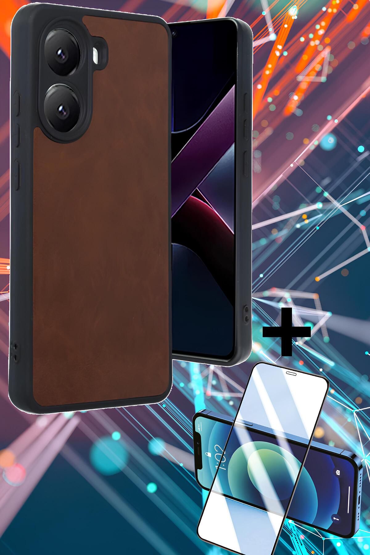 Hatreds Xiaomi Poco X7 Pro Kılıf Derili Tasarım Kamera Koruma Çıkıntılı Renkli Kapak + Ekran Koruyucu