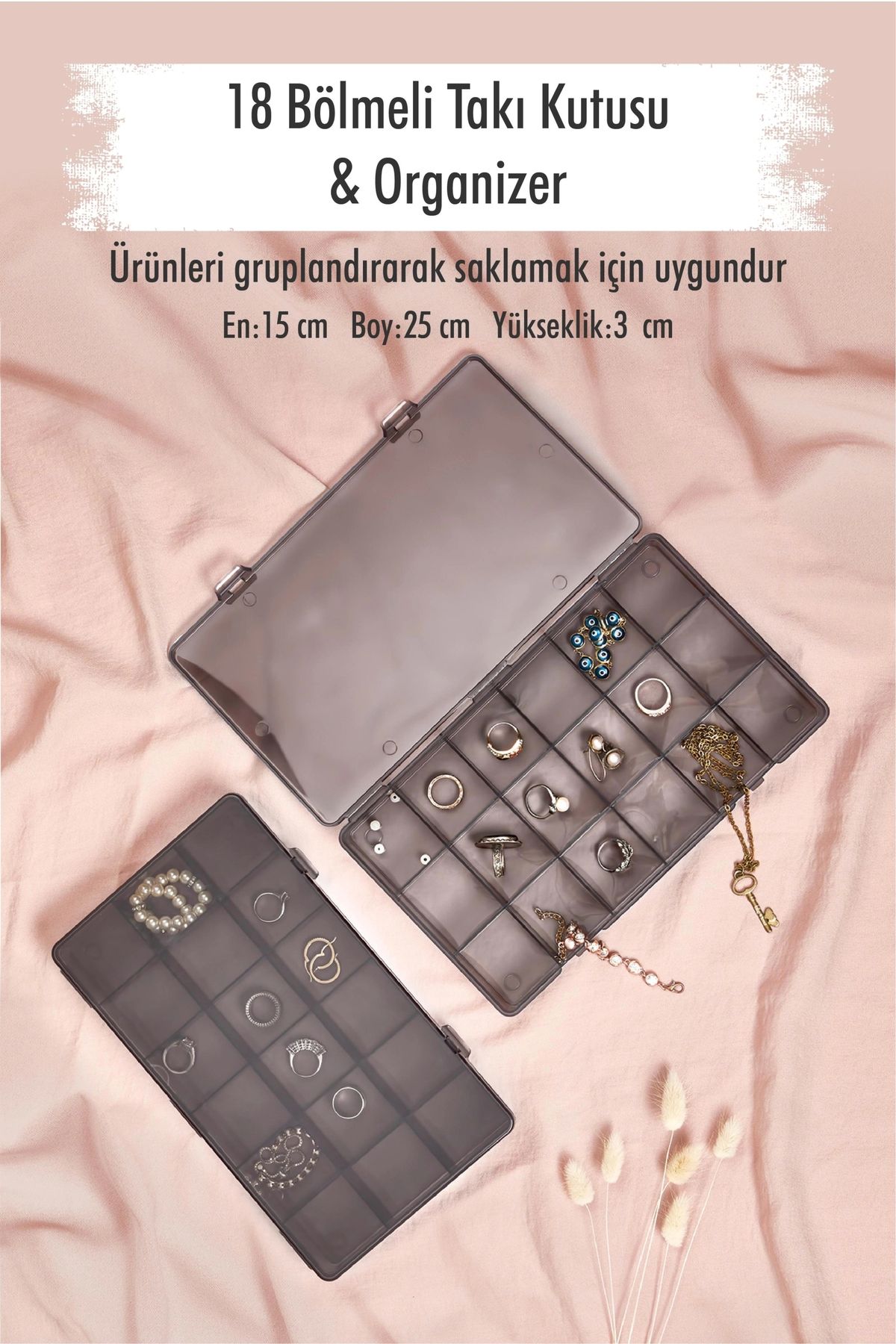 FTT SHOPPING MARKET 18 Bölmeli Takı Kutusu & Çok Amaçlı Kutu & Organizer