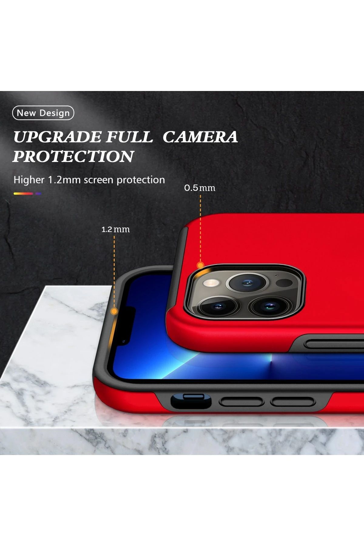 NewFace iPhone 13 Pro Kılıf Elit Yüzüklü Kapak - Kırmızı FLKRY