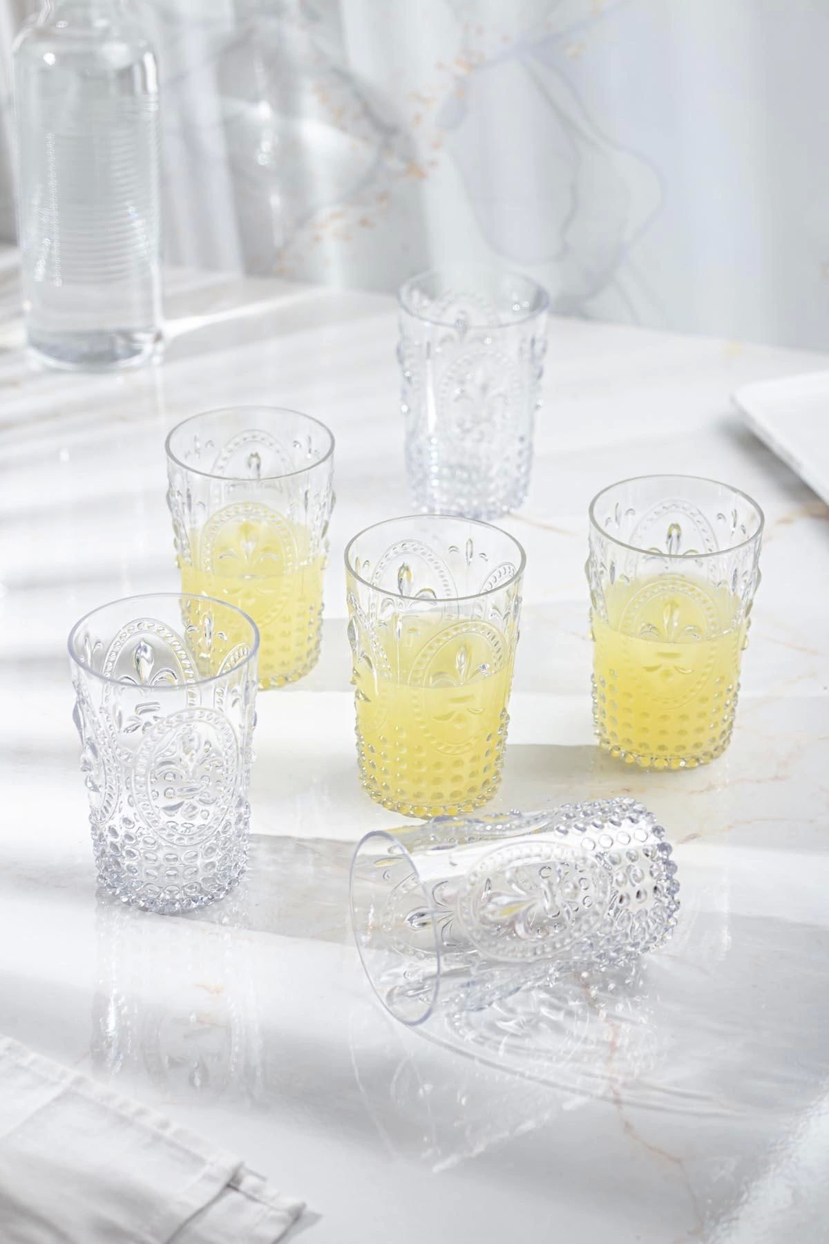 FTT SHOPPING MARKET Akrilik Şeffaf 6'lı Kısa Bardak & Su Meşrubat Kahve Yanı Bardağı 400 ml ( Cam Değildir )