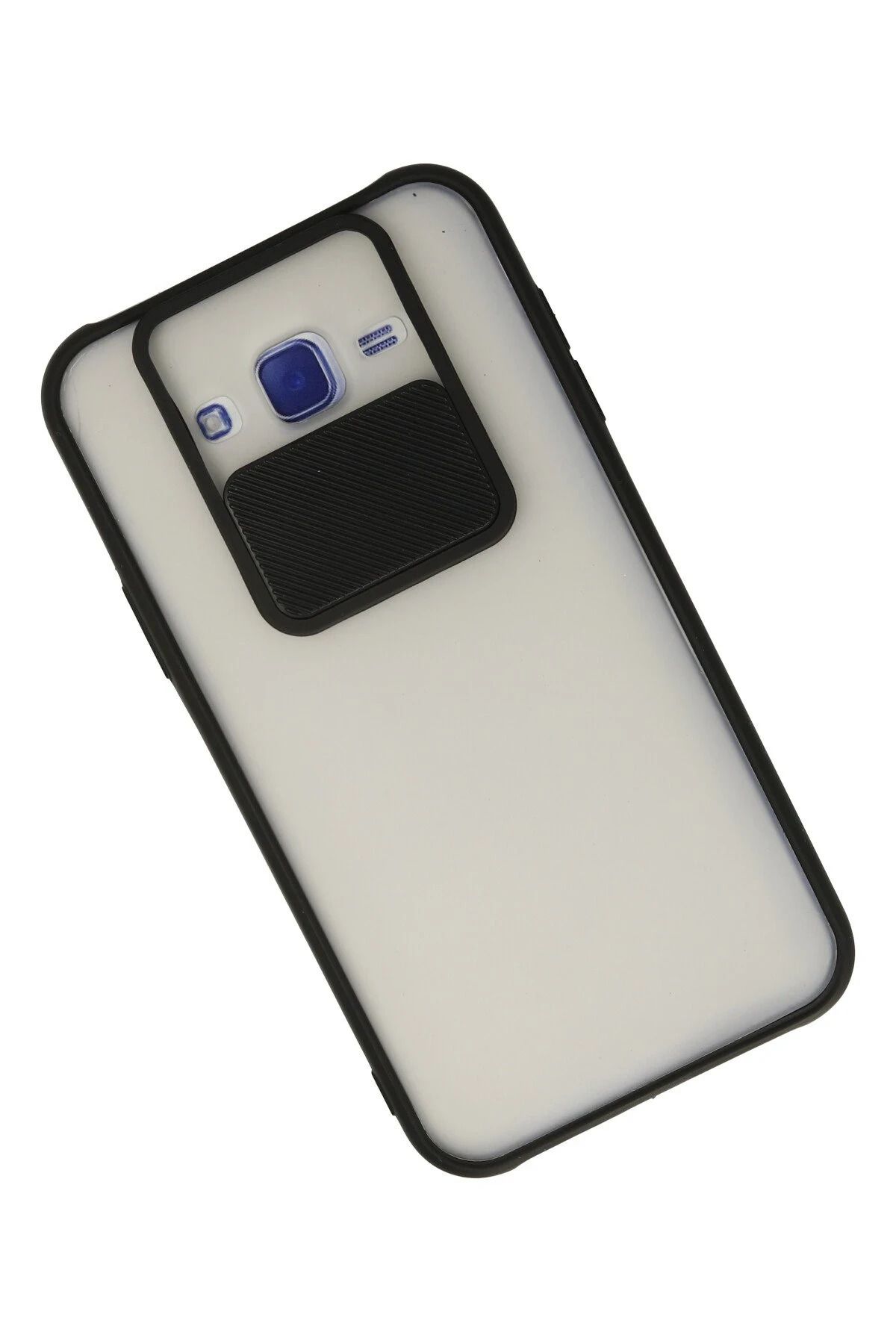 NewFace Samsung Galaxy J7 Kılıf Palm Buzlu Kamera Sürgülü Silikon - Siyah FLKRY