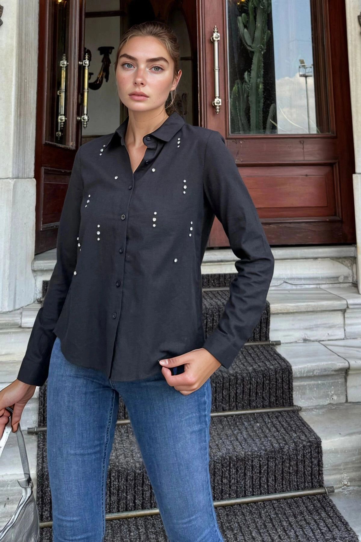 bacc Siyah Oversize Uzun Kollu Gömlek BCBSK-25700-3536
