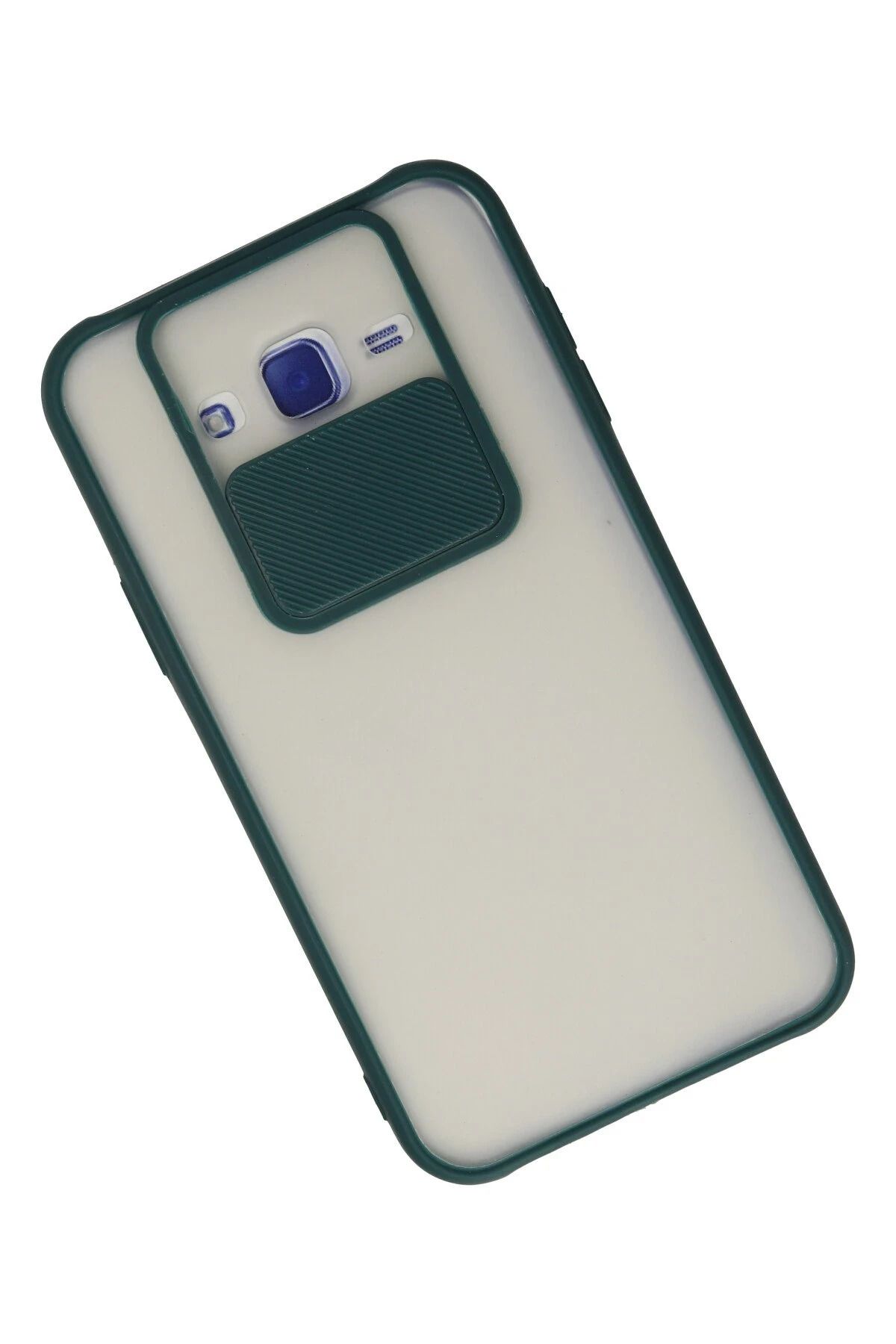 NewFace Samsung Galaxy J7 Kılıf Palm Buzlu Kamera Sürgülü Silikon - Yeşil SVLRS