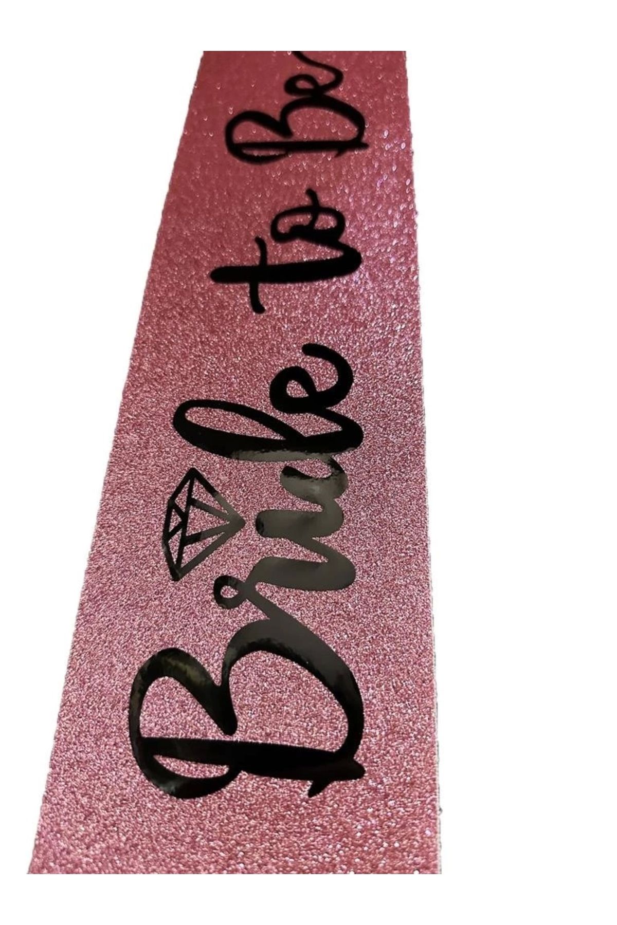 FTT SHOPPING MARKET NessiWorld Pembe Üzeri Siyah İtalik Alyanslı Bride To Be Yazılı Simli Işıltılı Kuşak Kemer 10x80 cm