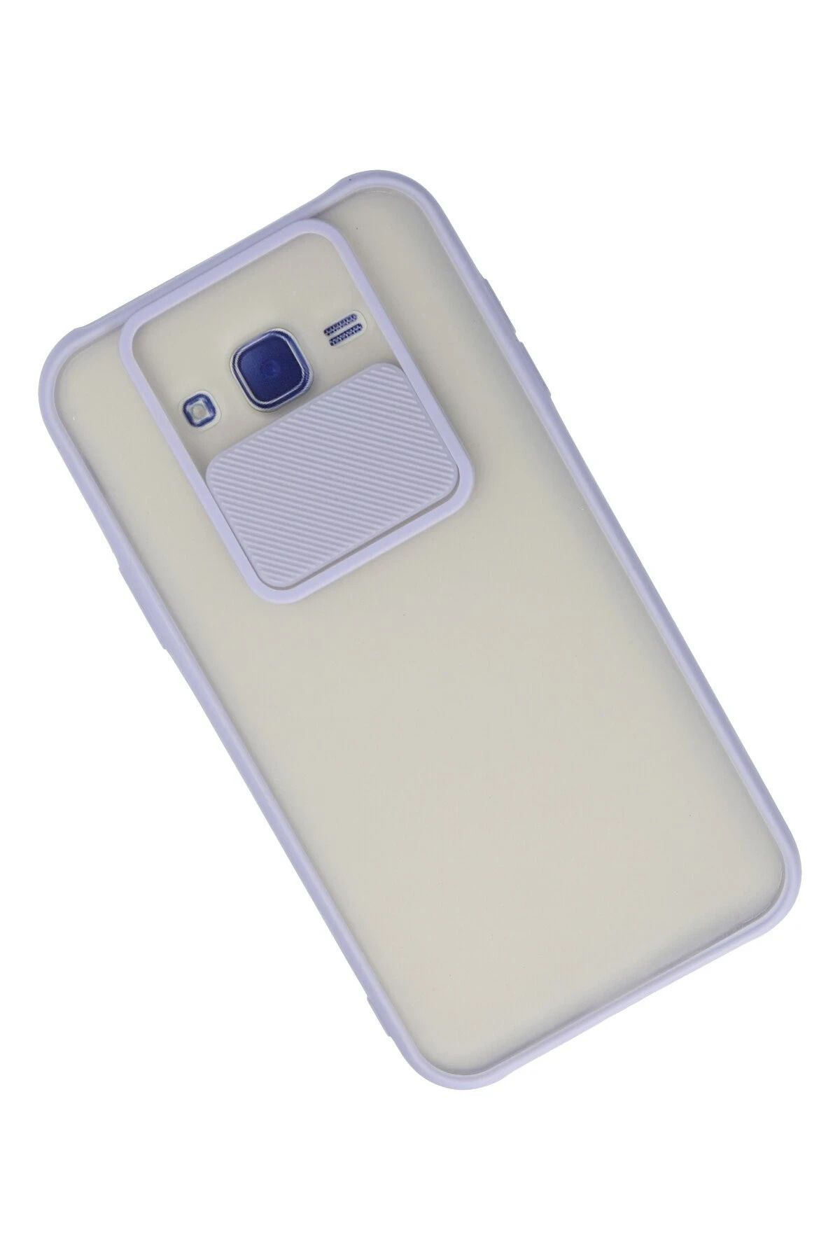 NewFace Samsung Galaxy J7 Kılıf Palm Buzlu Kamera Sürgülü Silikon - Lila SVLRS